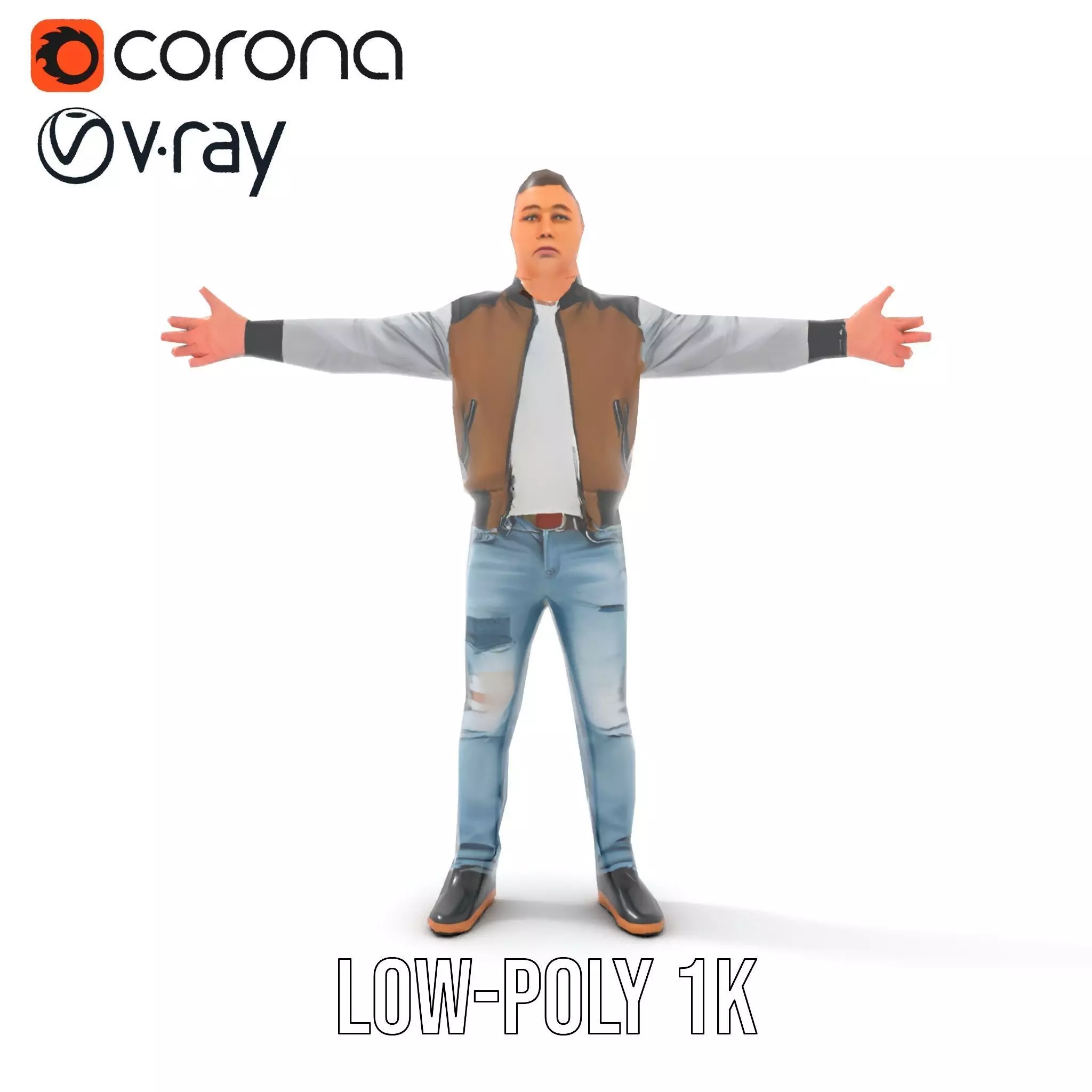 Casual Outfit Character Model Pack for Rendering Low-poly 3D model_9