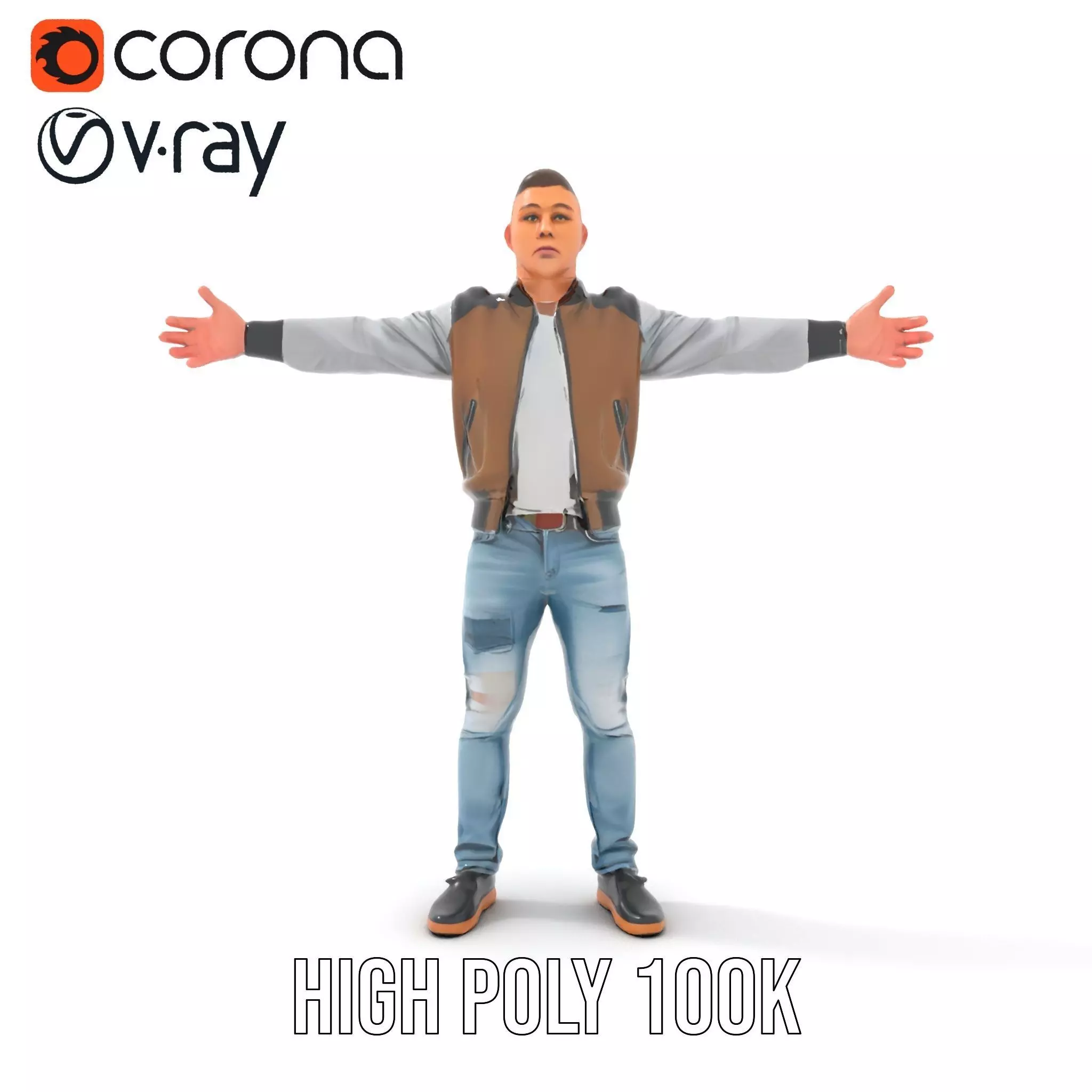 Casual Outfit Character Model Pack for Rendering Low-poly 3D model_15
