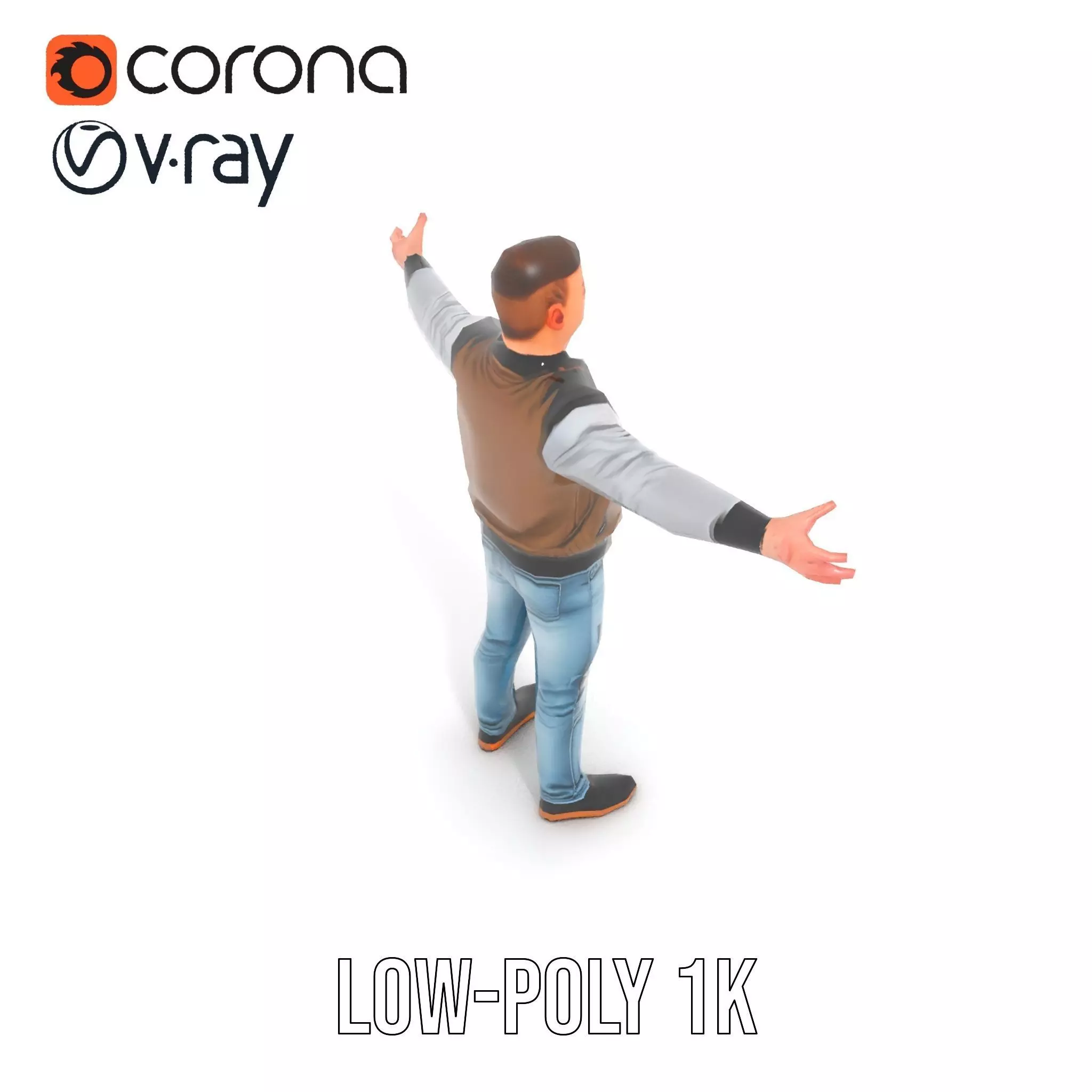 Casual Outfit Character Model Pack for Rendering Low-poly 3D model_20