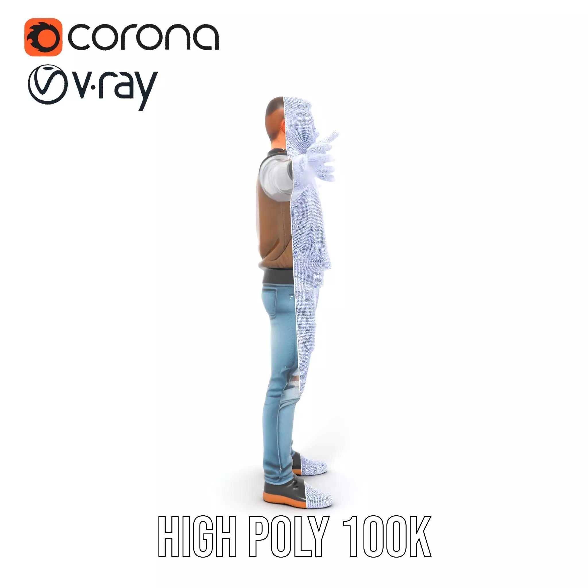 Casual Outfit Character Model Pack for Rendering Low-poly 3D model_30