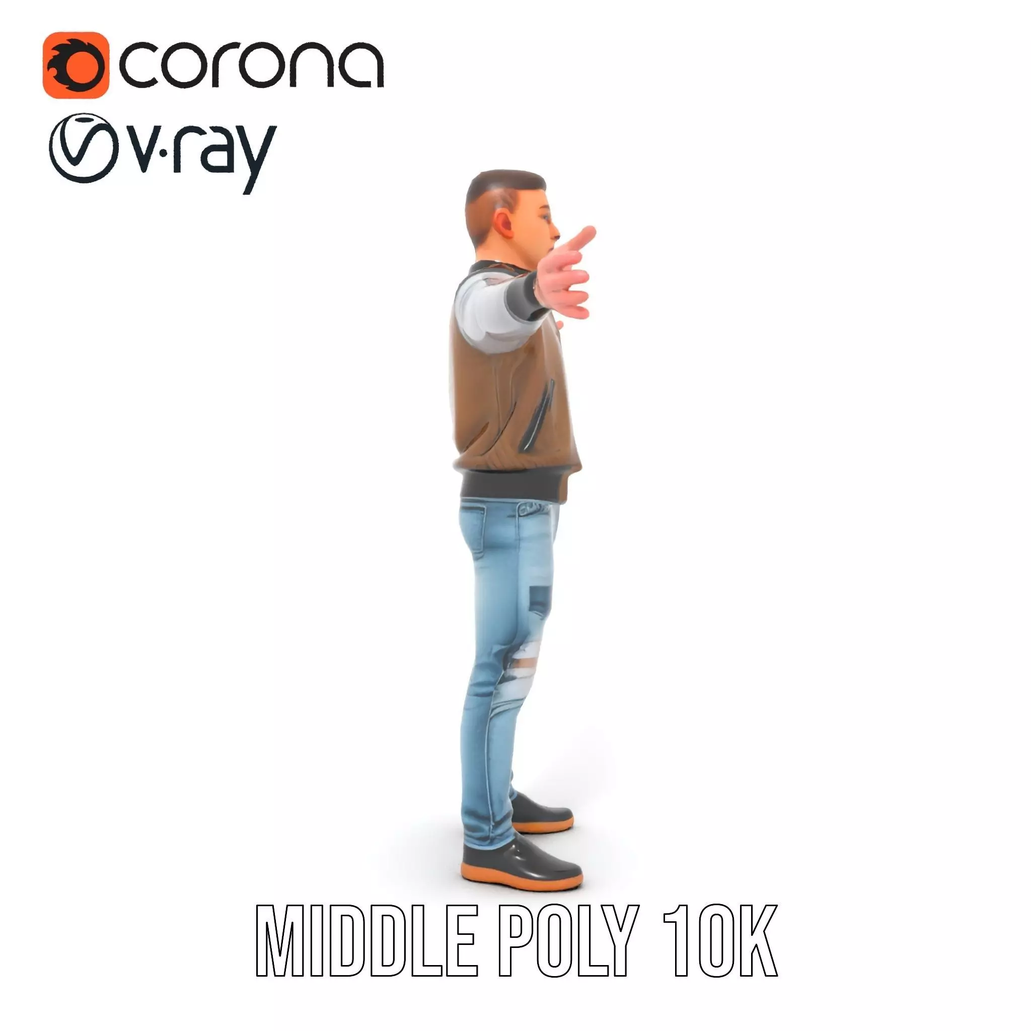 Casual Outfit Character Model Pack for Rendering Low-poly 3D model_16