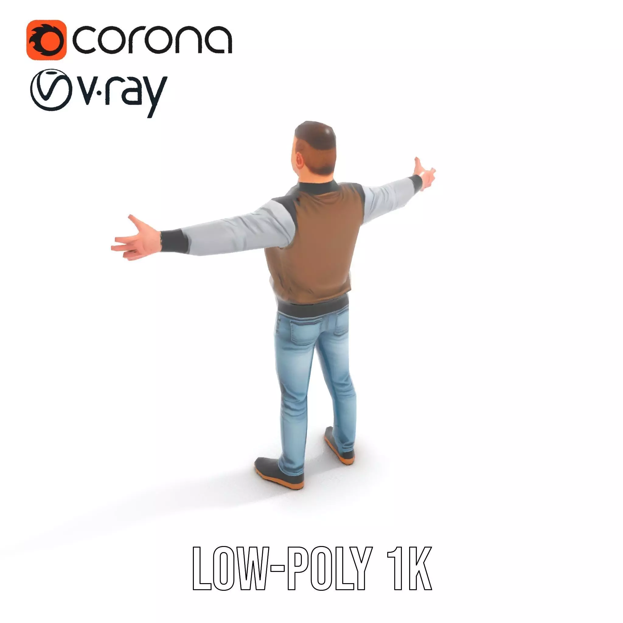 Casual Outfit Character Model Pack for Rendering Low-poly 3D model_12