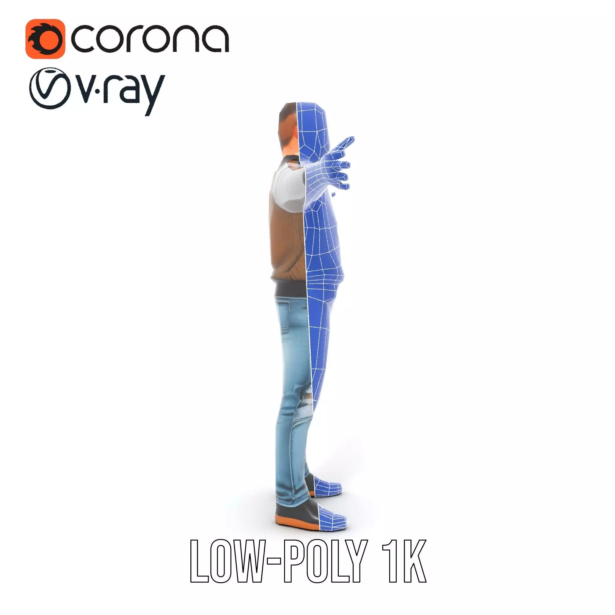 Casual Outfit Character Model Pack for Rendering Low-poly 3D model_32