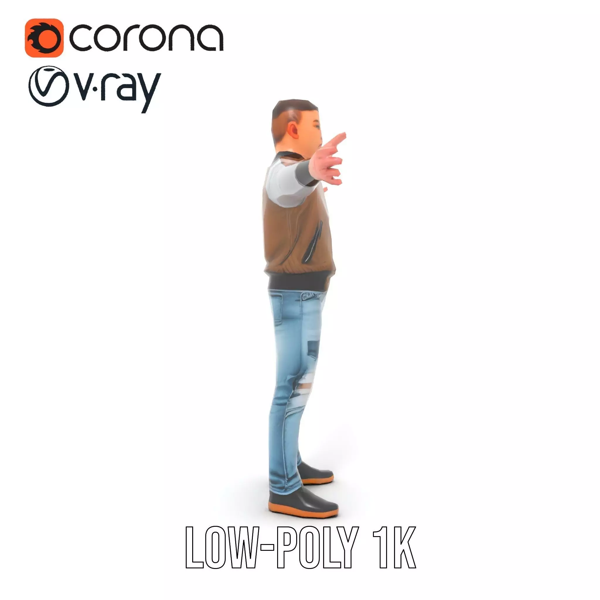 Casual Outfit Character Model Pack for Rendering Low-poly 3D model_17