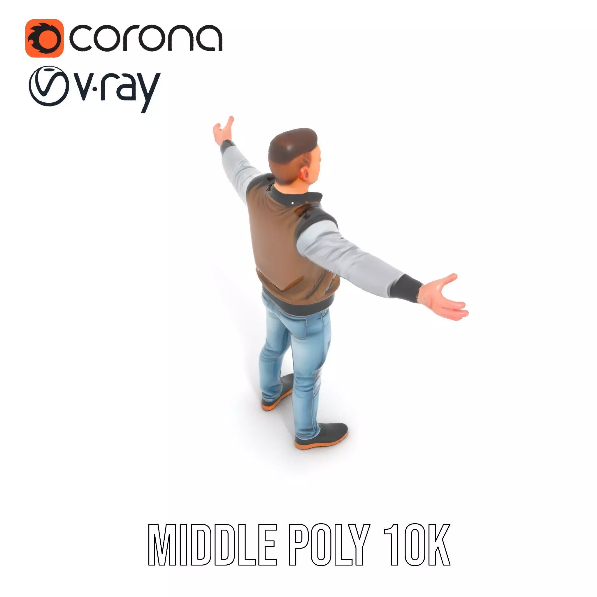 Casual Outfit Character Model Pack for Rendering Low-poly 3D model_11