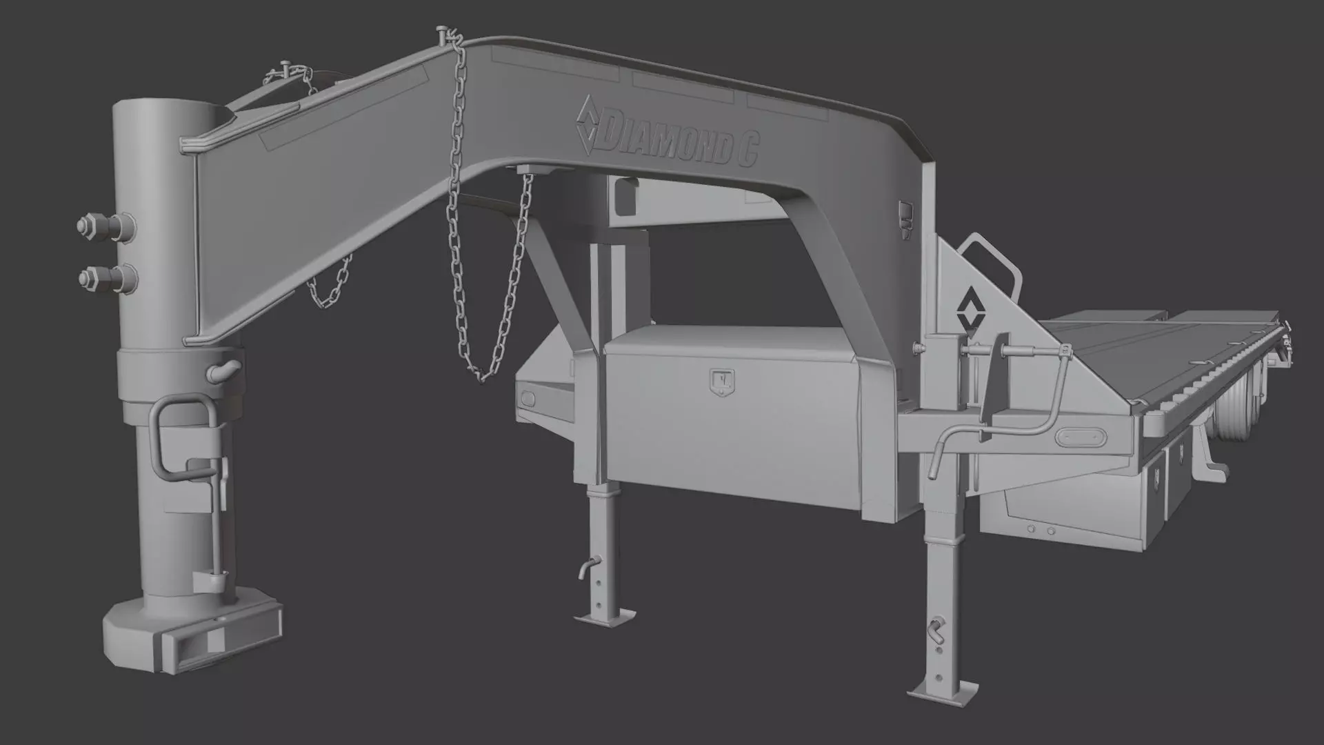 Gooseneck Flatbed Ramp Trailer - Diamond C  3D model_22