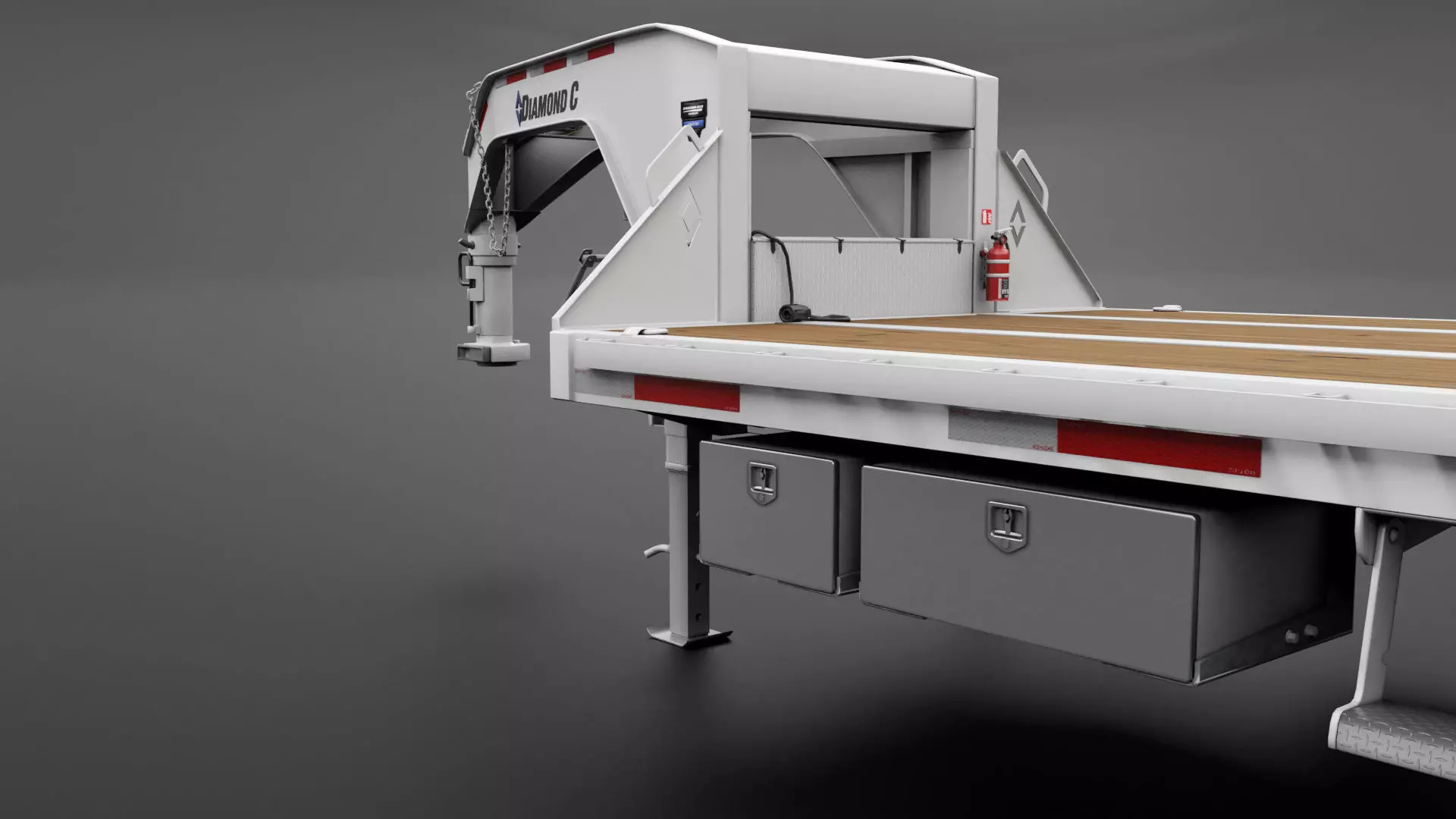 Gooseneck Flatbed Ramp Trailer - Diamond C  3D model_16