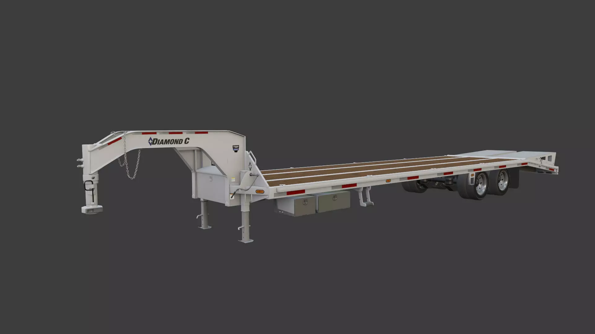 Gooseneck Flatbed Ramp Trailer - Diamond C  3D model_19