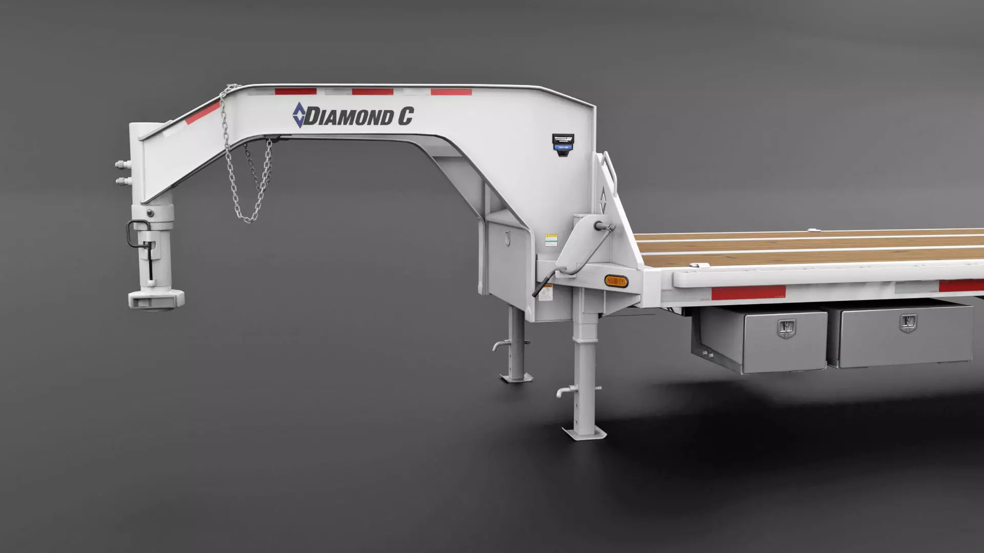 Gooseneck Flatbed Ramp Trailer - Diamond C  3D model_1