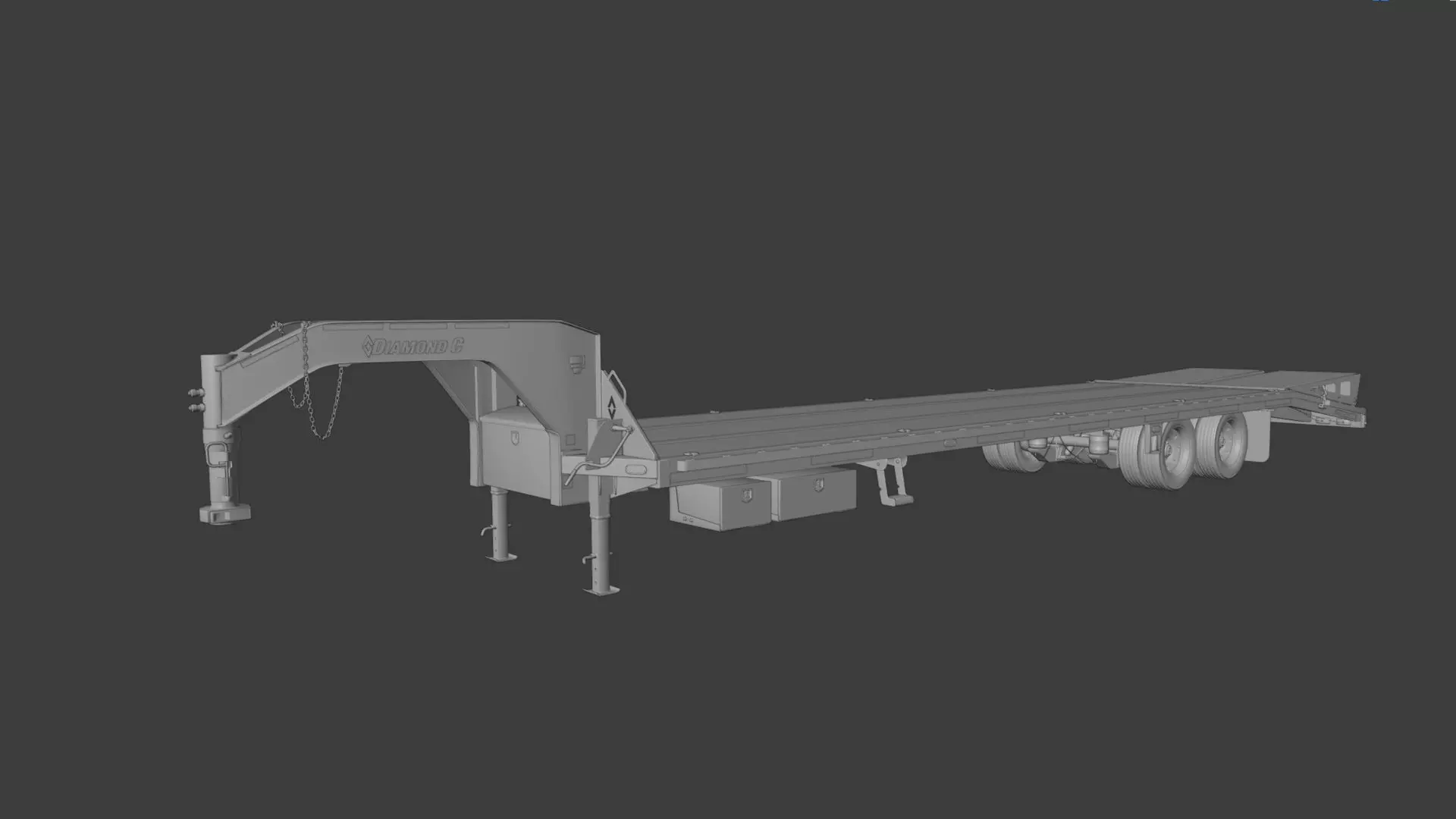 Gooseneck Flatbed Ramp Trailer - Diamond C  3D model_20