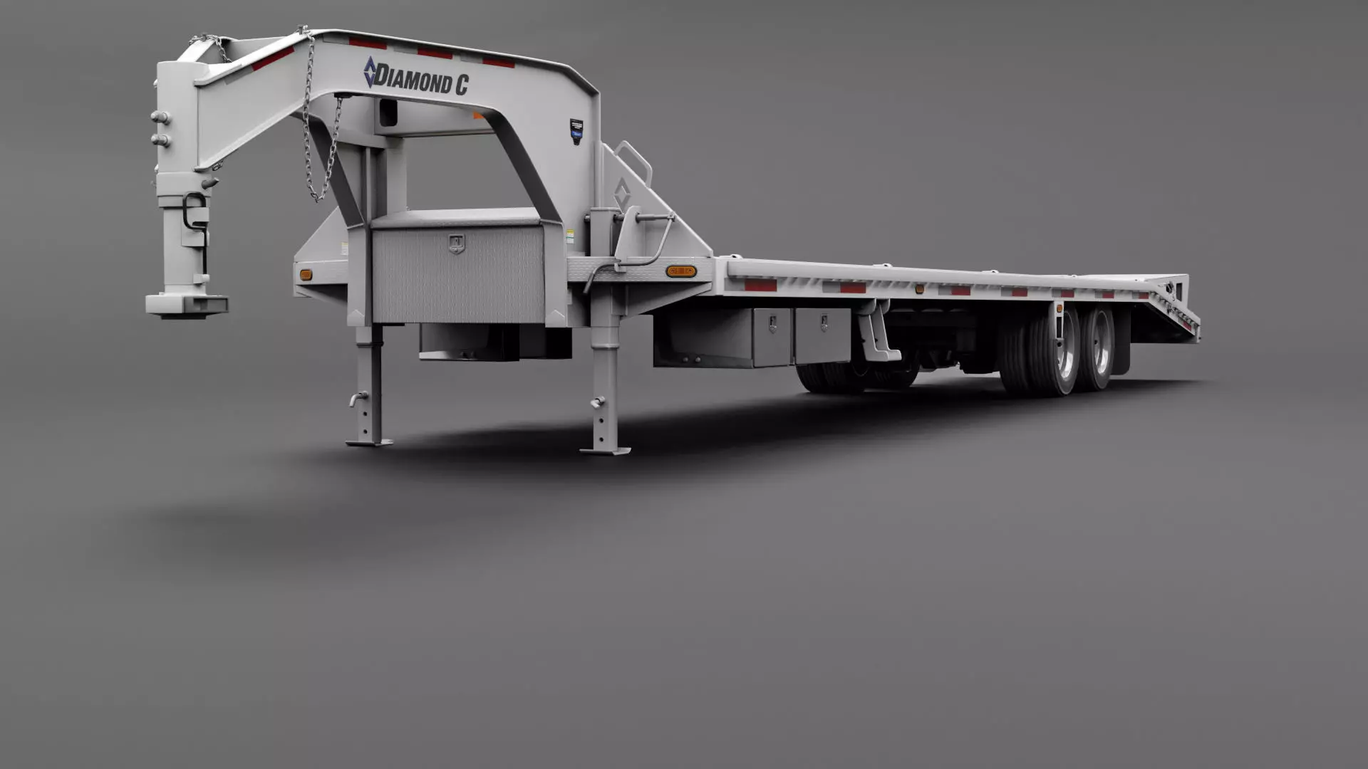 Gooseneck Flatbed Ramp Trailer - Diamond C  3D model_6