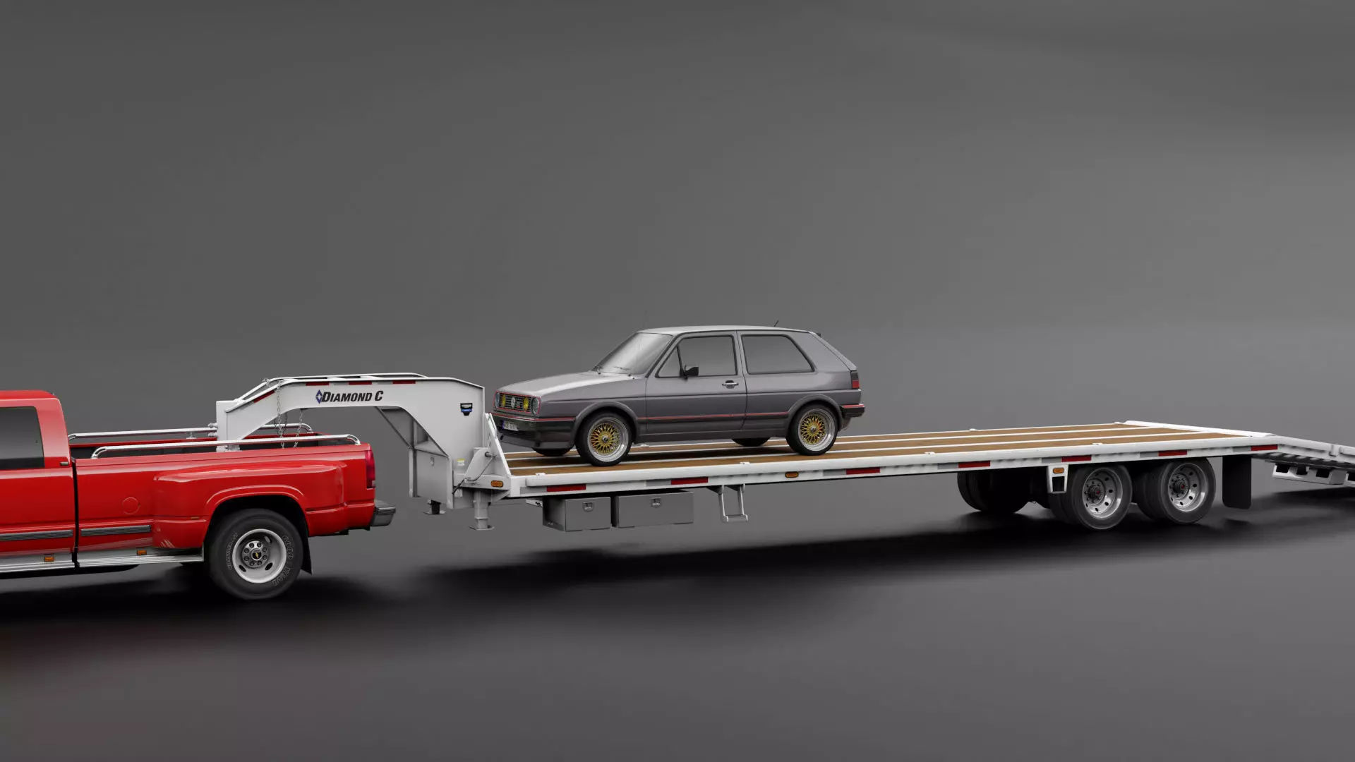 Gooseneck Flatbed Ramp Trailer - Diamond C  3D model_11