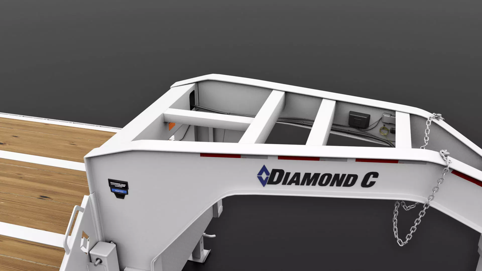 Gooseneck Flatbed Ramp Trailer - Diamond C  3D model_8