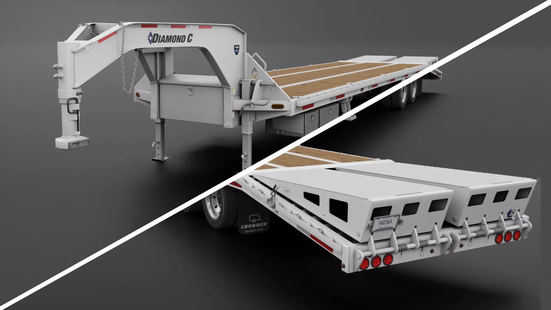 Gooseneck Flatbed Ramp Trailer - Diamond C  3D model_0