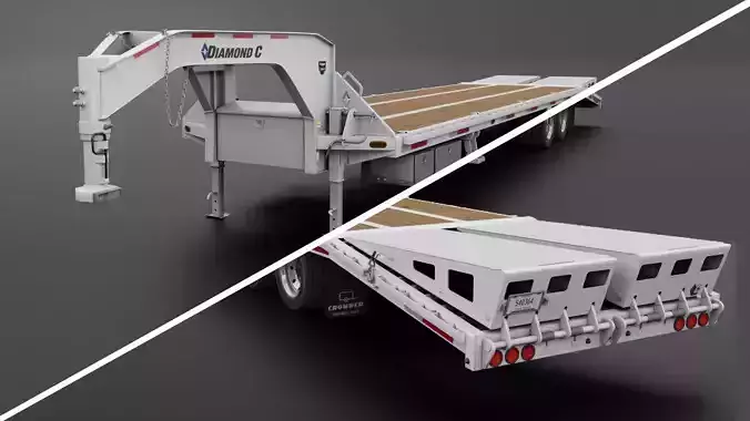 Gooseneck Flatbed Ramp Trailer - Diamond C  3D model