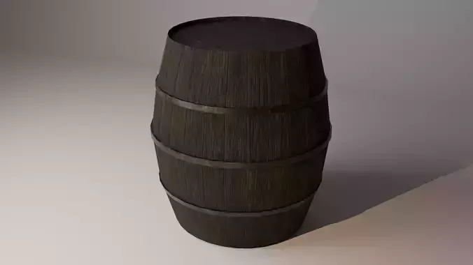 Wooden Barrel Low Poly Game Ready