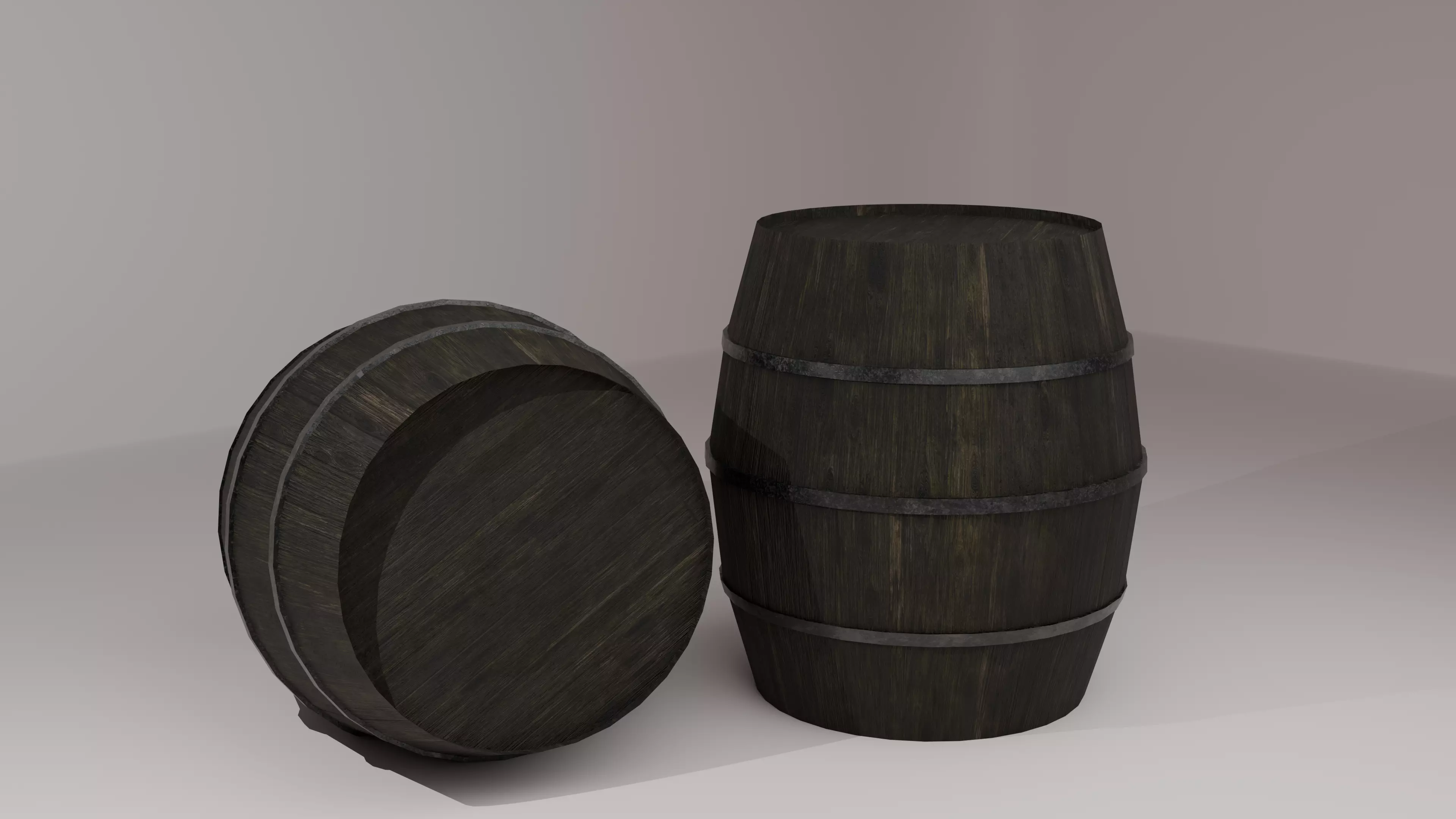 Wooden Barrel Low Poly Game Ready Free low-poly 3D model_2