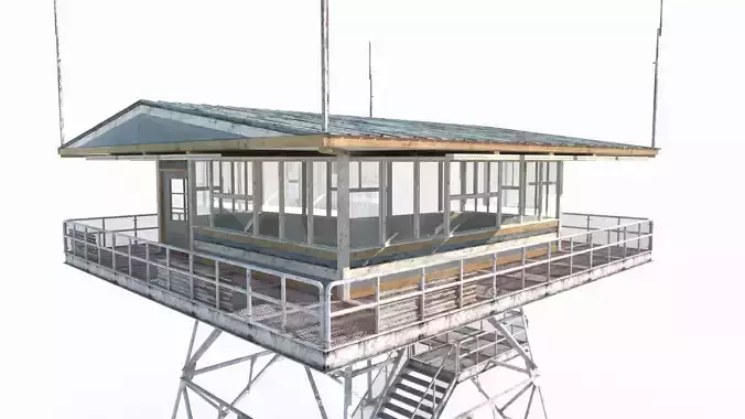Modern architectural observation tower and guard tower 3D model