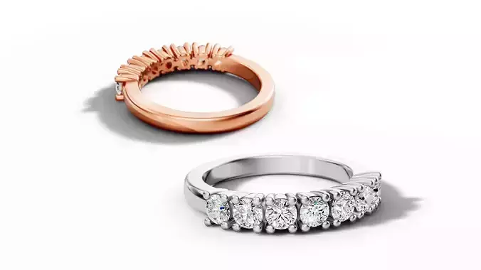 3mm Diamond Half Eternity Band Ring 7 Gems design 3D print model