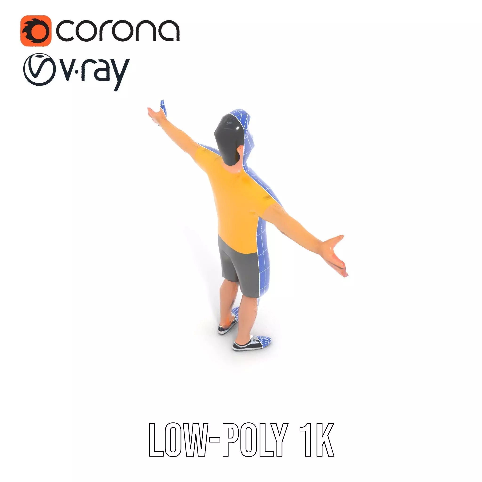 Casual Character Model Pack with Dynamic Pose Low-poly 3D model_17