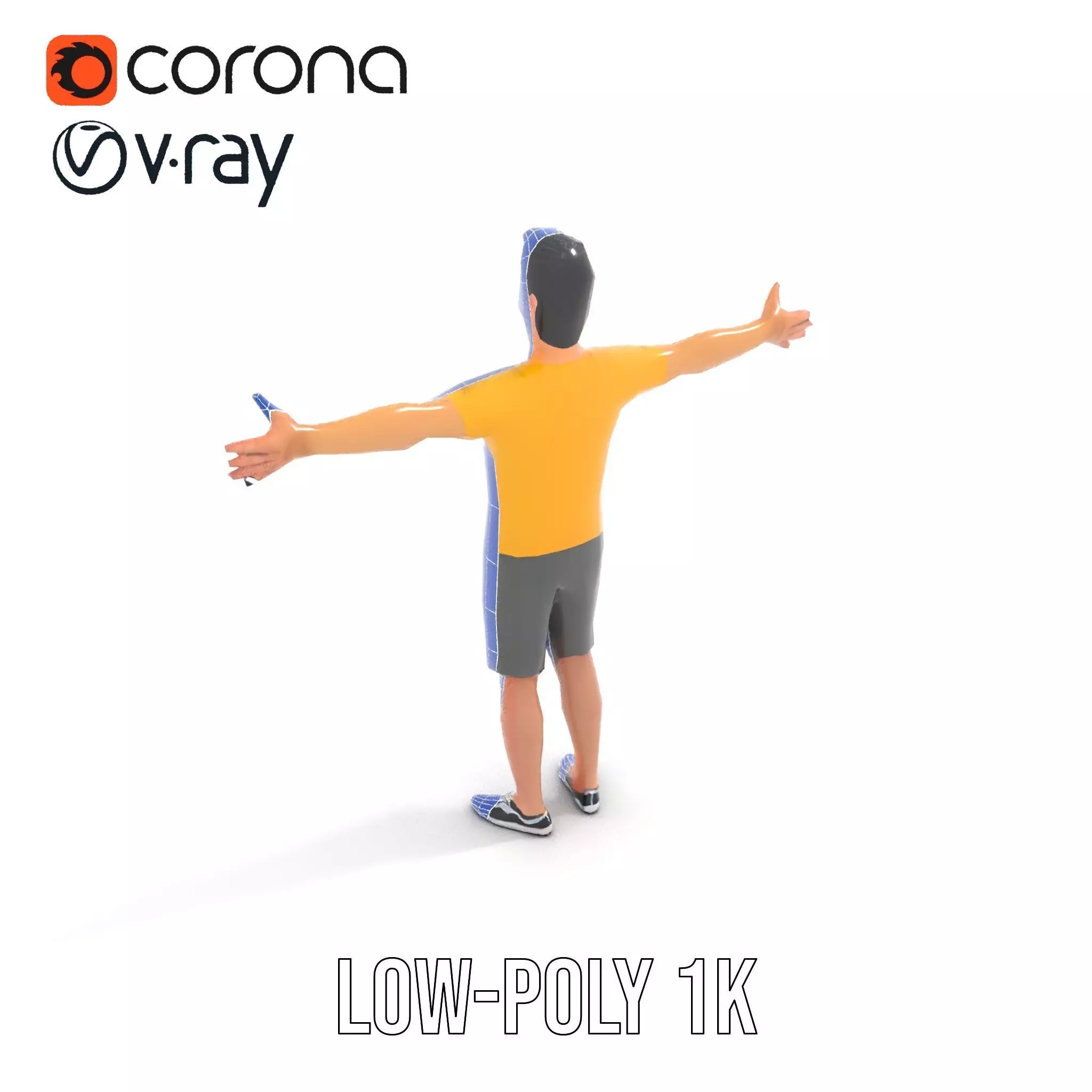 Casual Character Model Pack with Dynamic Pose Low-poly 3D model_19