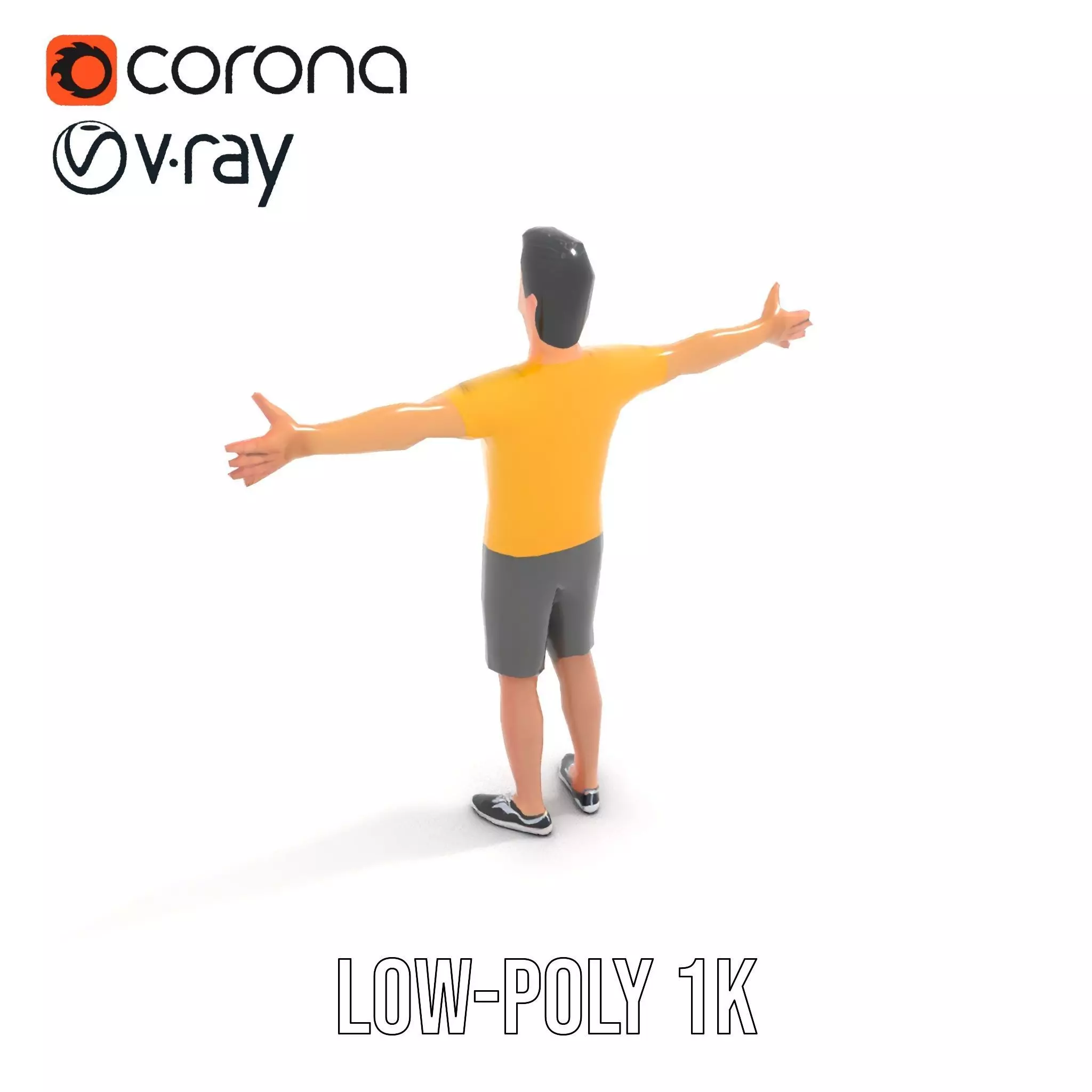 Casual Character Model Pack with Dynamic Pose Low-poly 3D model_8