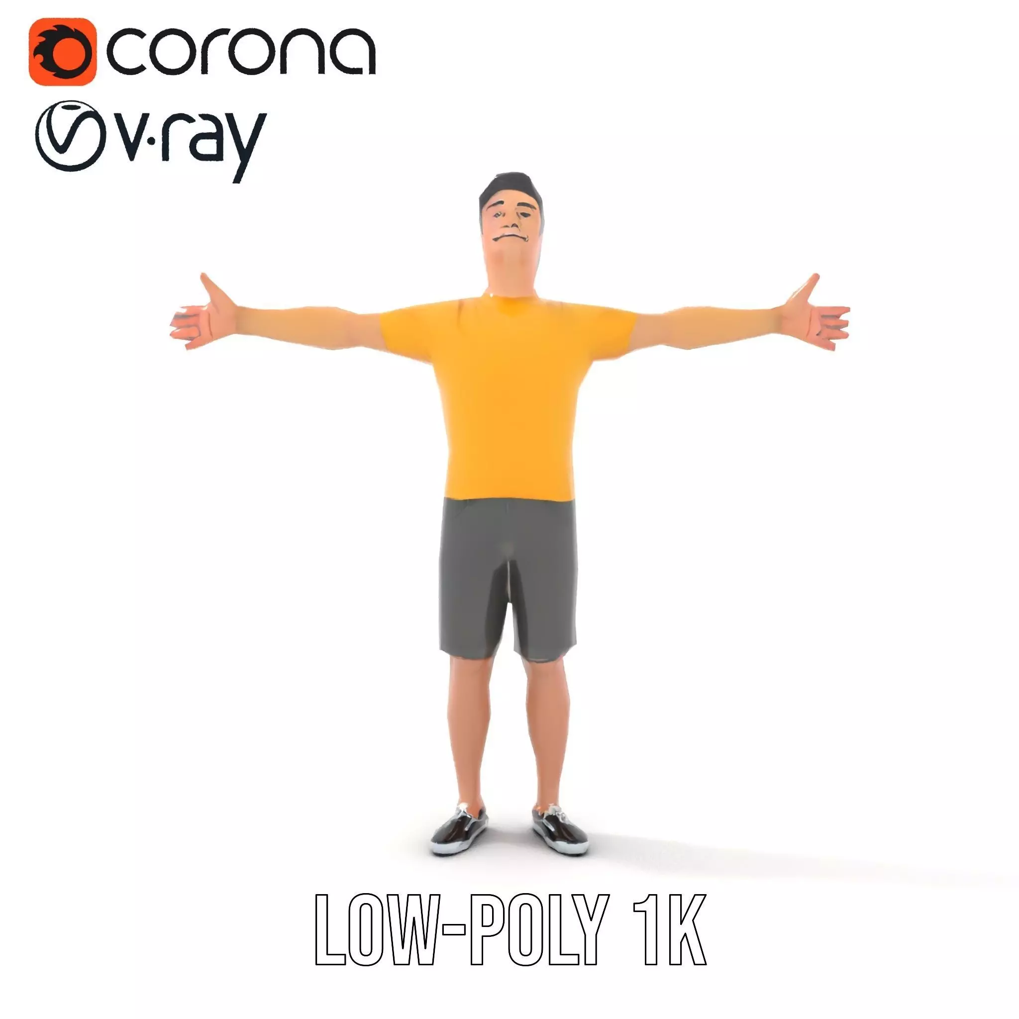 Casual Character Model Pack with Dynamic Pose Low-poly 3D model_9