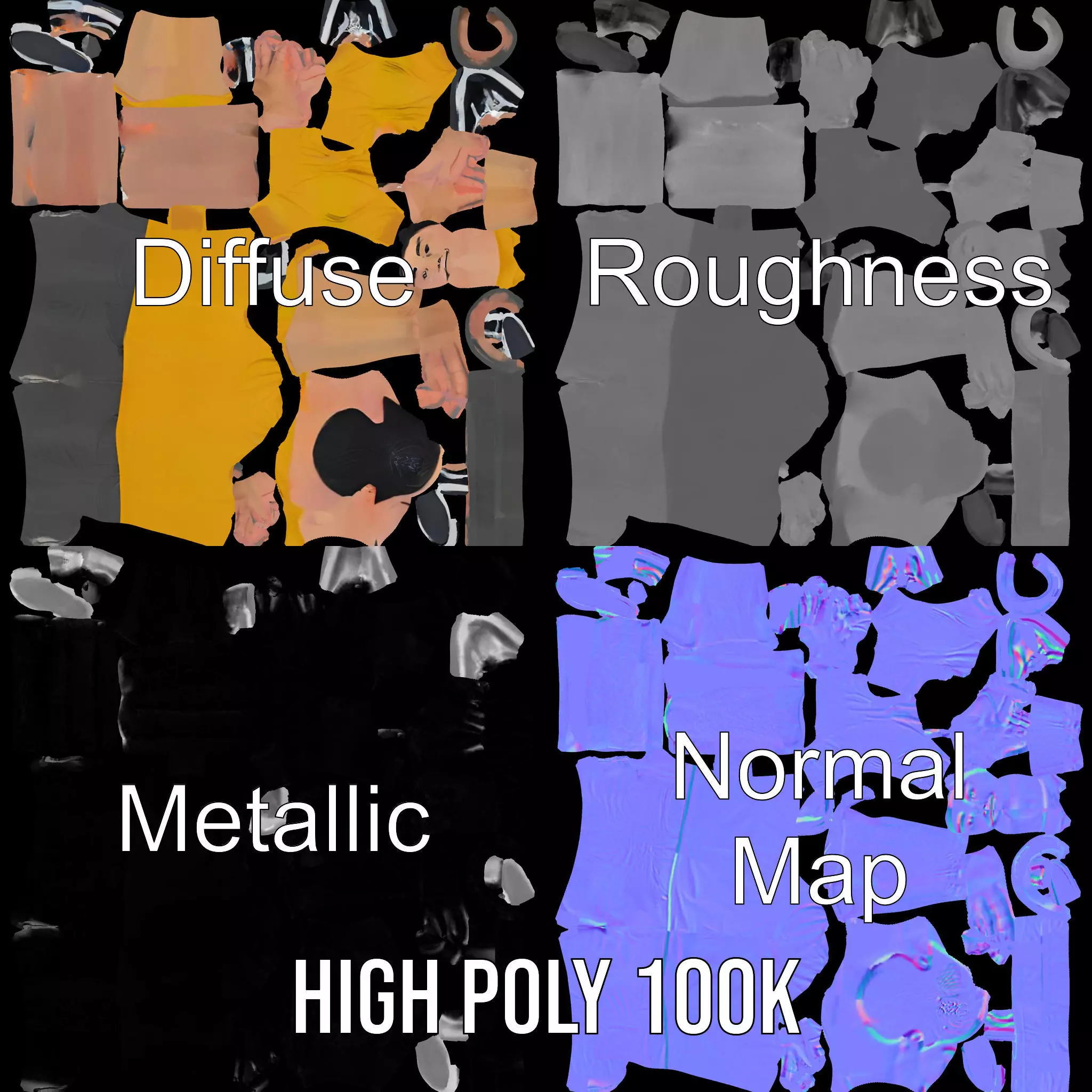 Casual Character Model Pack with Dynamic Pose Low-poly 3D model_4