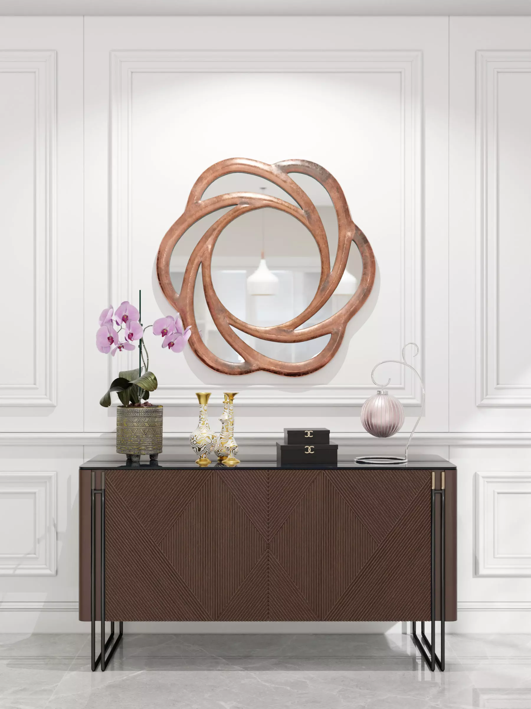 Round decorative mirror 3D model_4