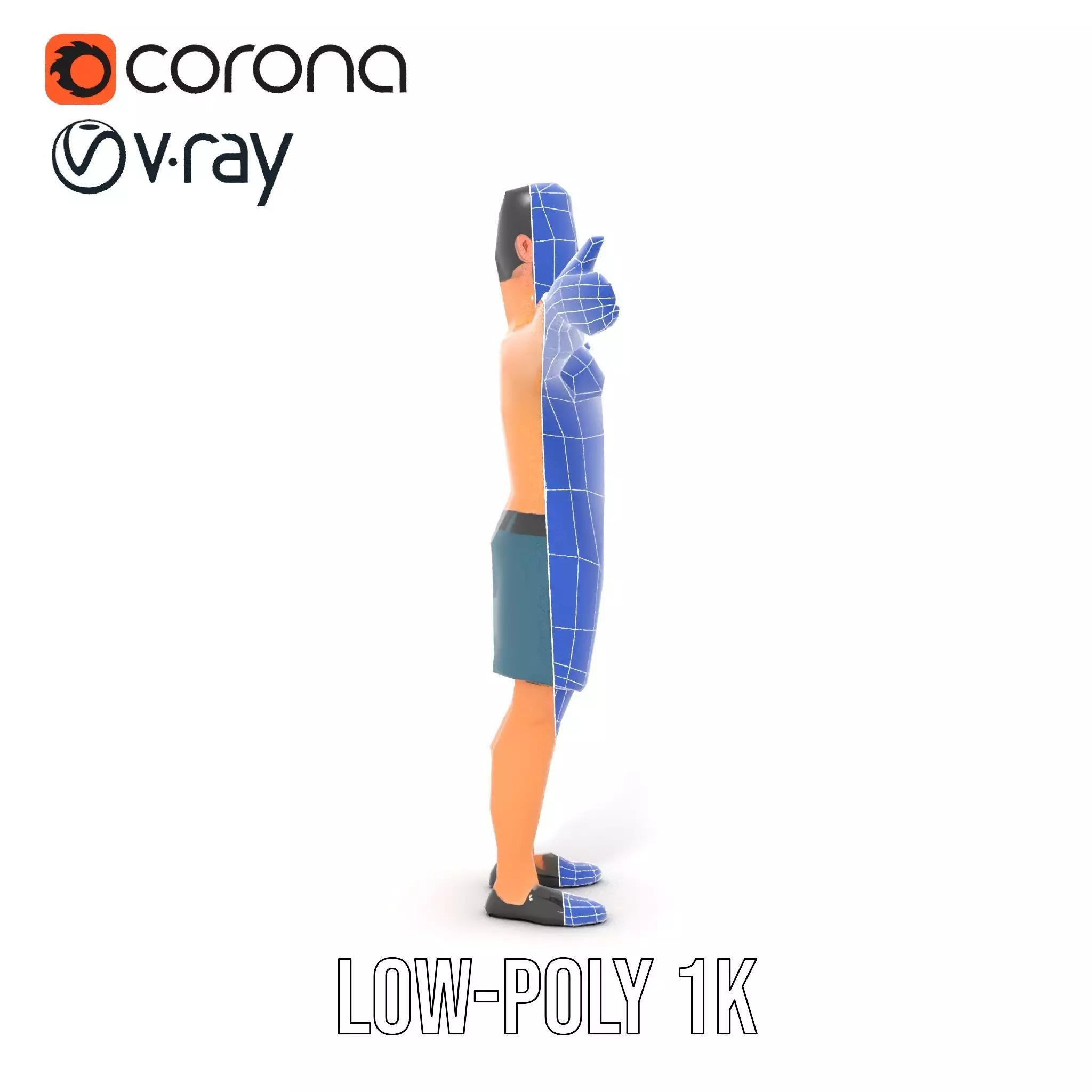 Stylized Athletic Male Figure Model Pack Low-poly 3D model_28