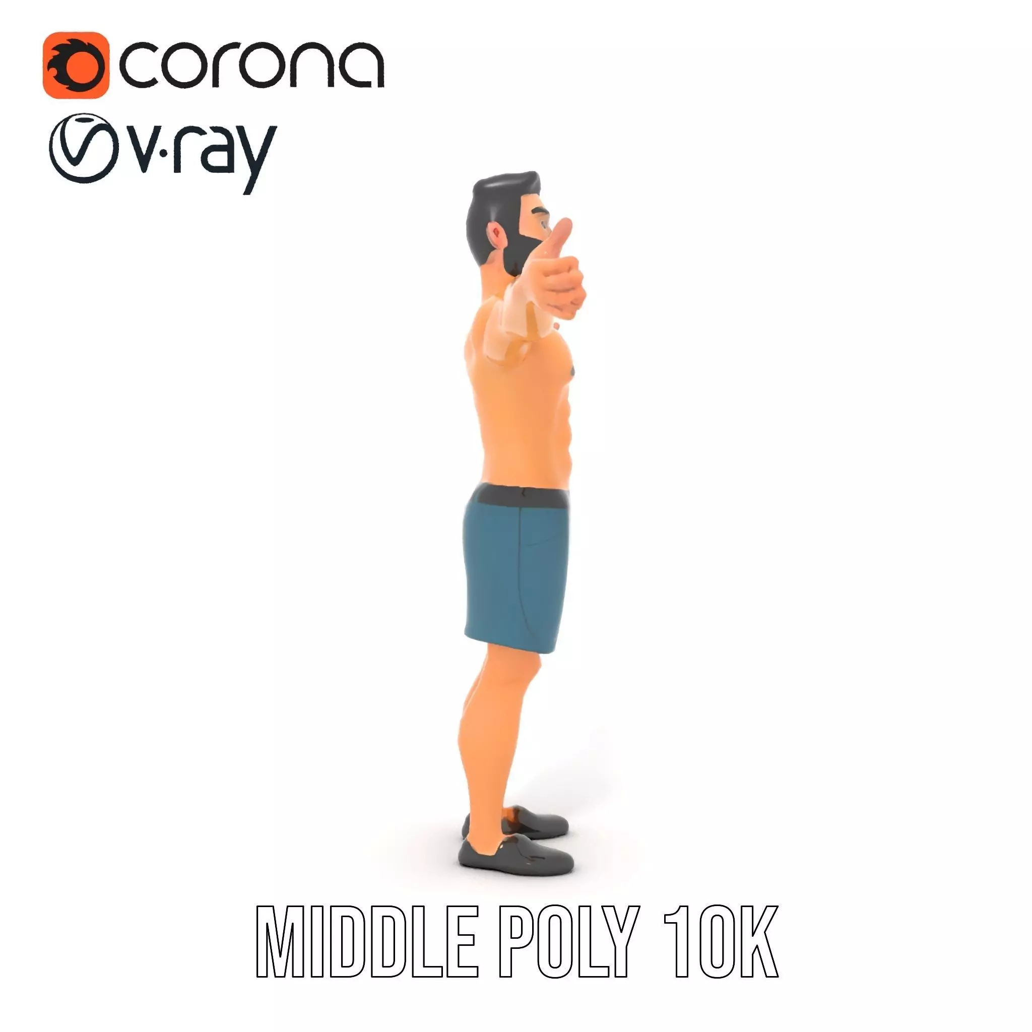 Stylized Athletic Male Figure Model Pack Low-poly 3D model_27