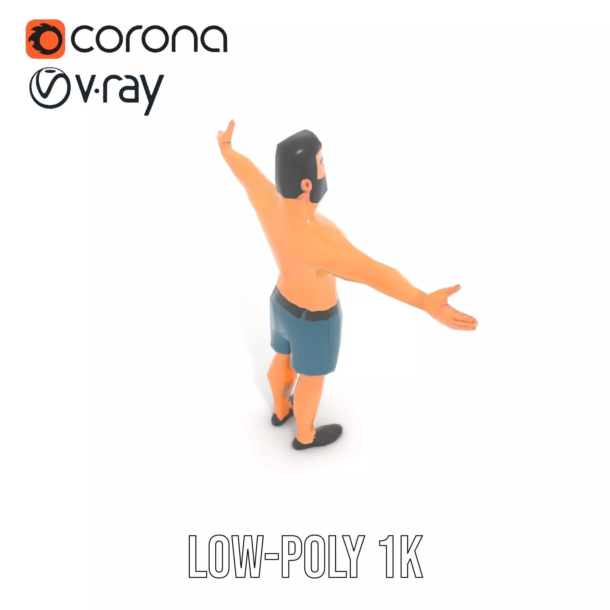 Stylized Athletic Male Figure Model Pack Low-poly 3D model_18