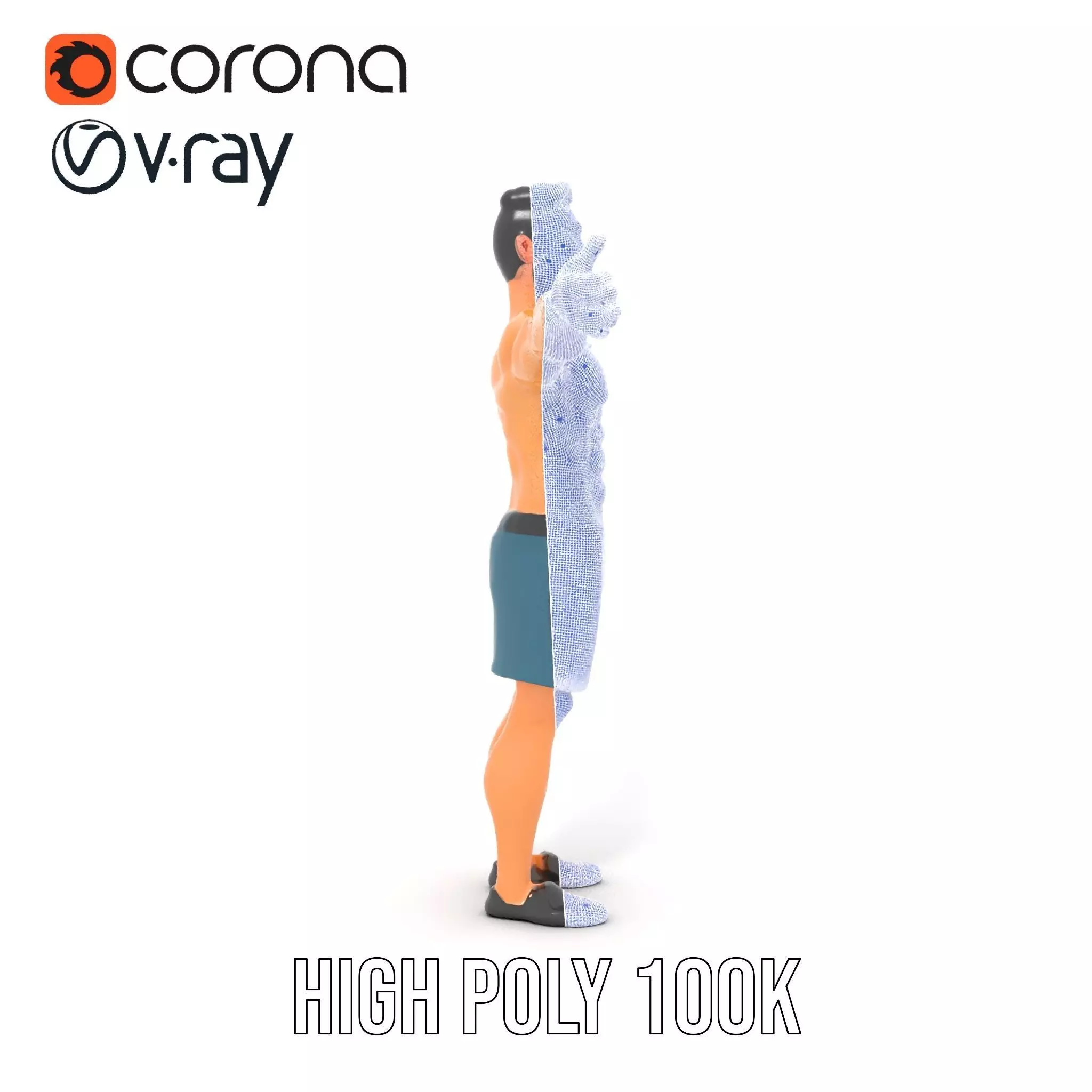 Stylized Athletic Male Figure Model Pack Low-poly 3D model_32