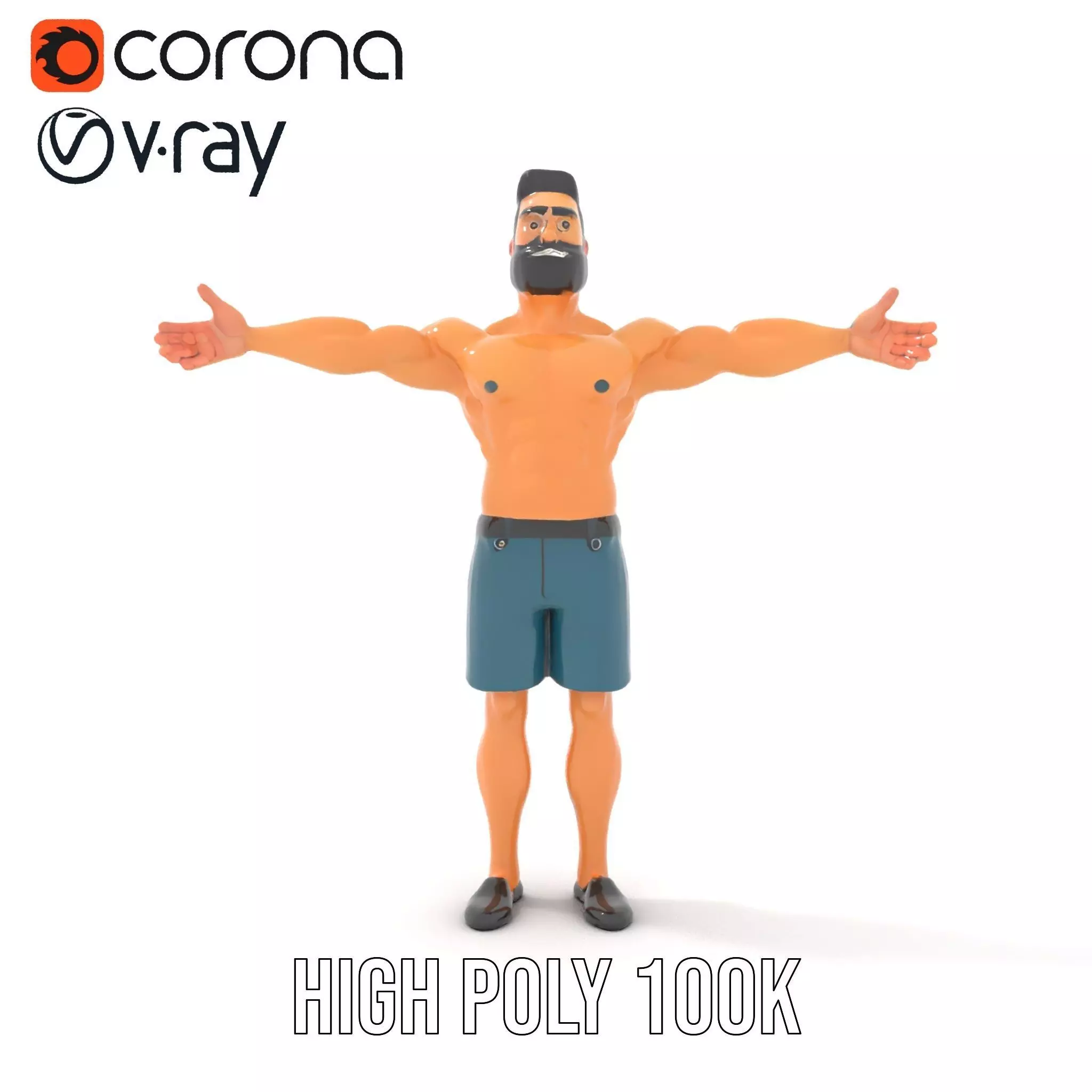 Stylized Athletic Male Figure Model Pack Low-poly 3D model_10
