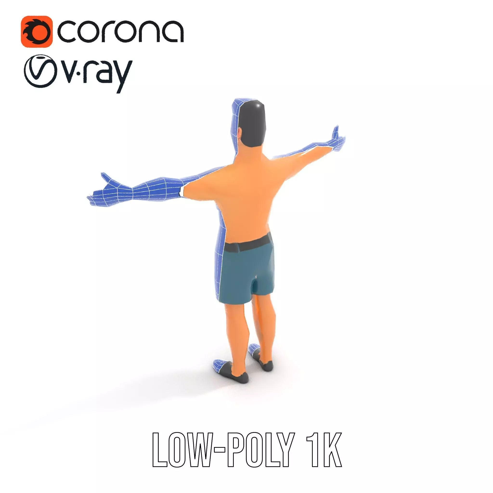 Stylized Athletic Male Figure Model Pack Low-poly 3D model_15