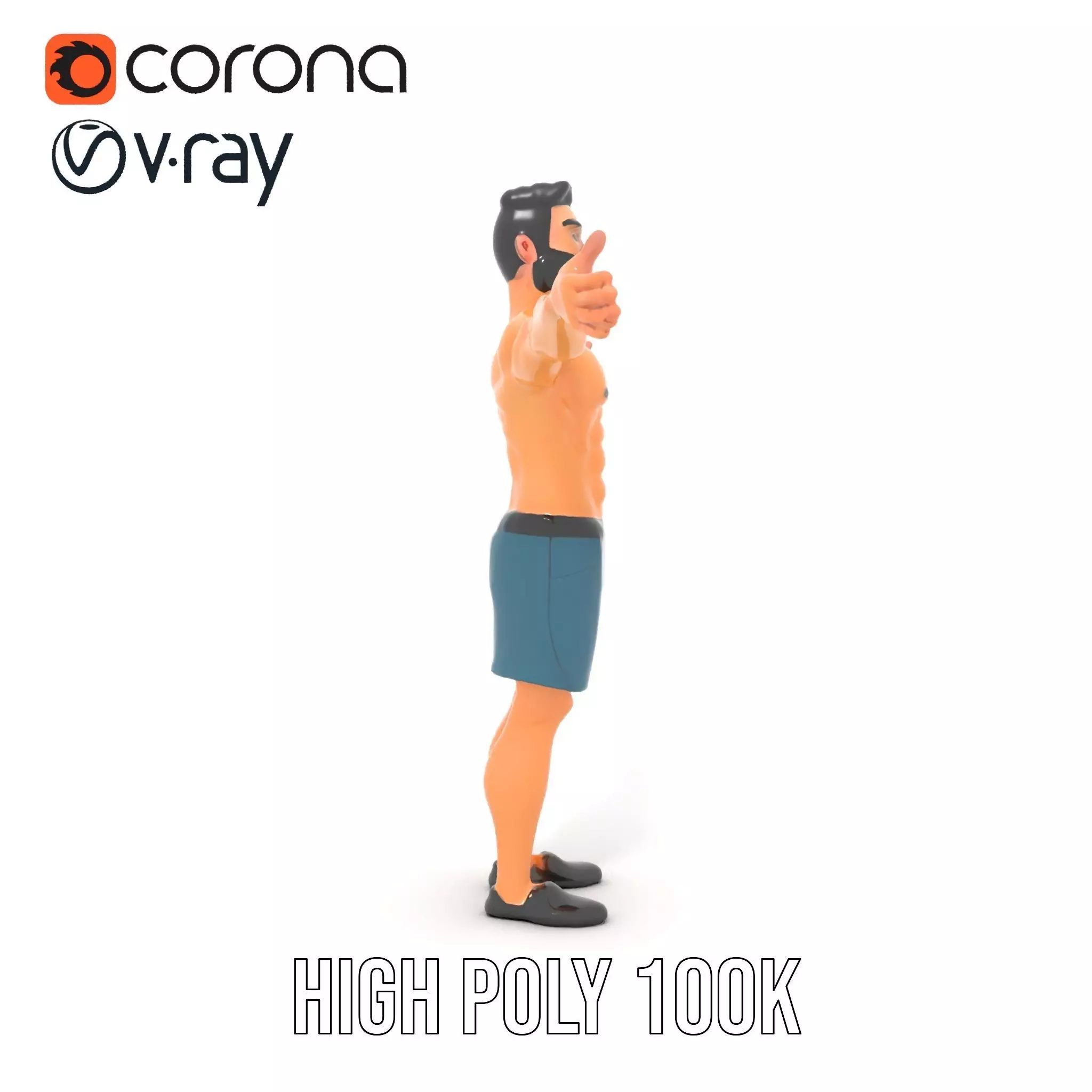 Stylized Athletic Male Figure Model Pack Low-poly 3D model_23