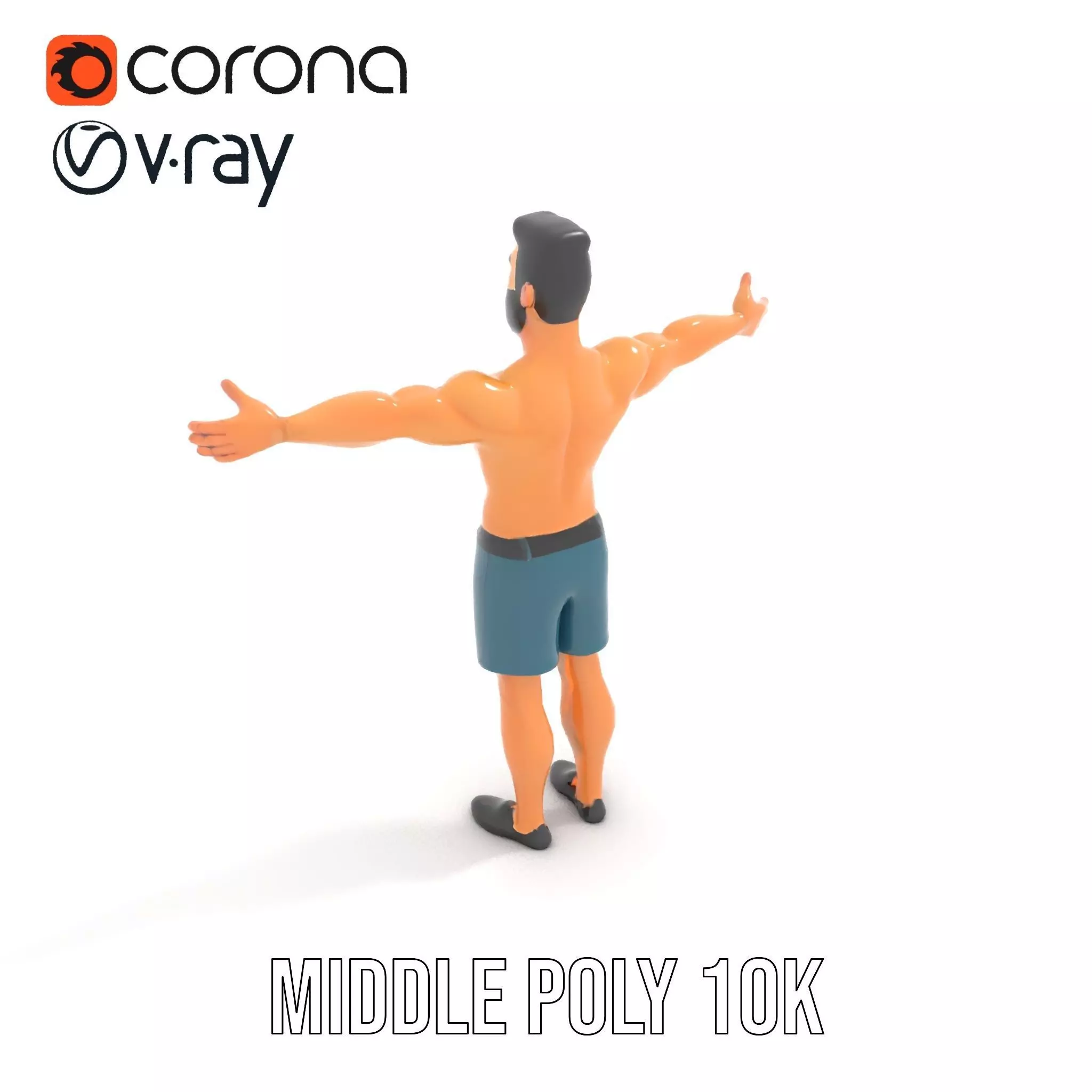 Stylized Athletic Male Figure Model Pack Low-poly 3D model_17