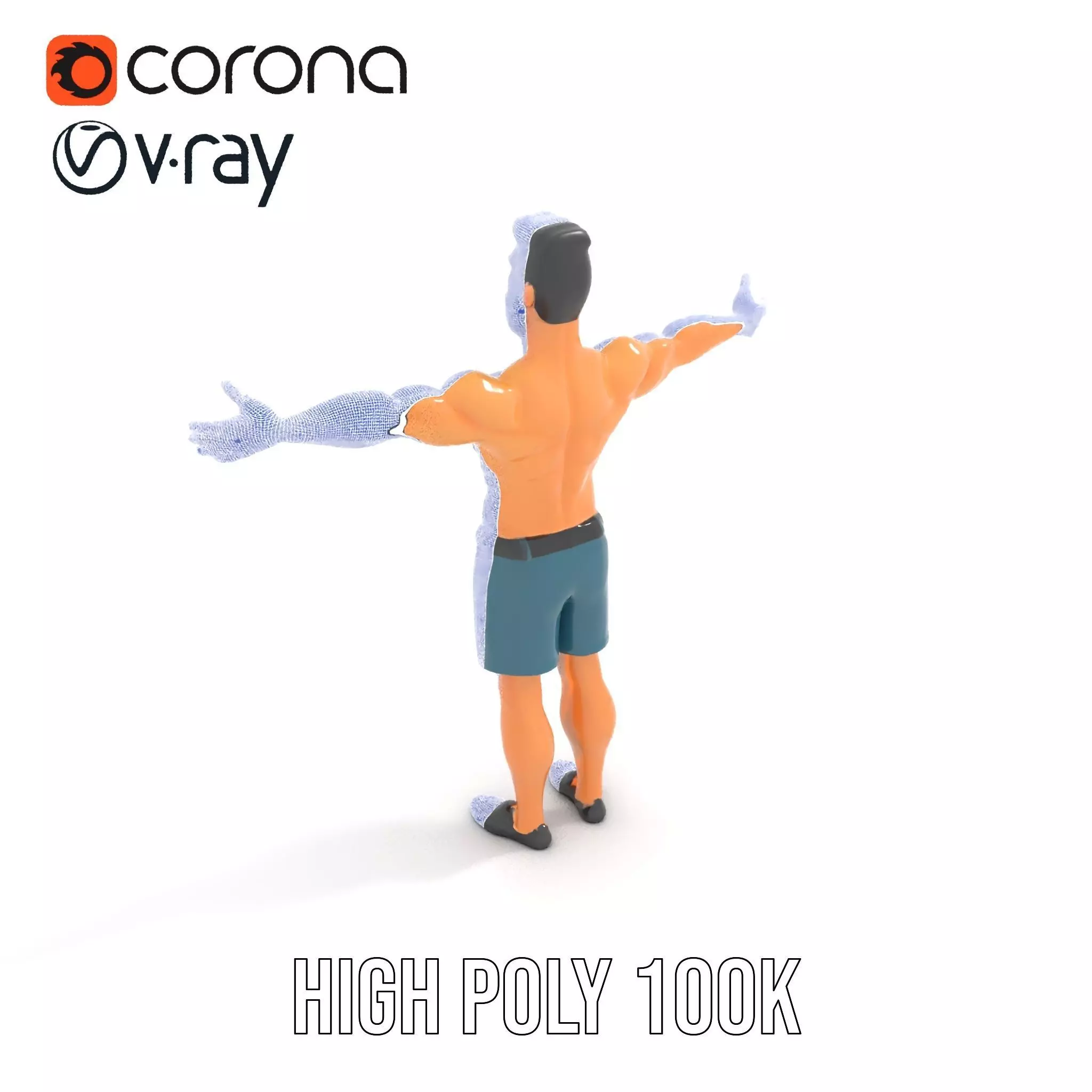 Stylized Athletic Male Figure Model Pack Low-poly 3D model_29