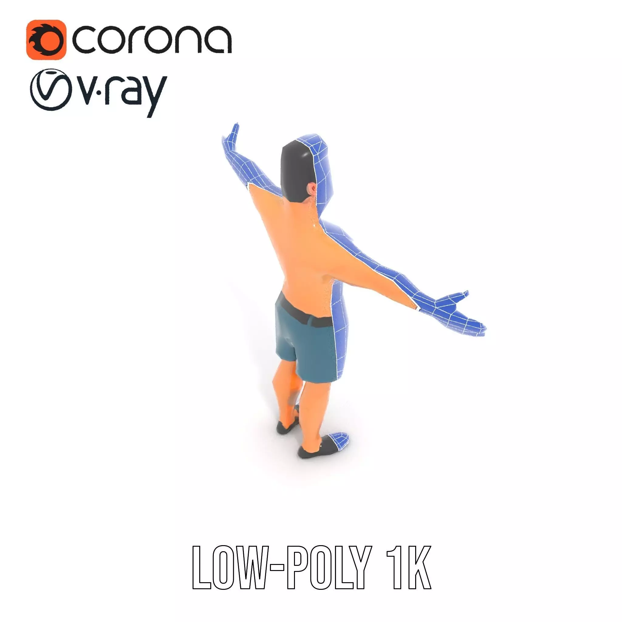 Stylized Athletic Male Figure Model Pack Low-poly 3D model_22