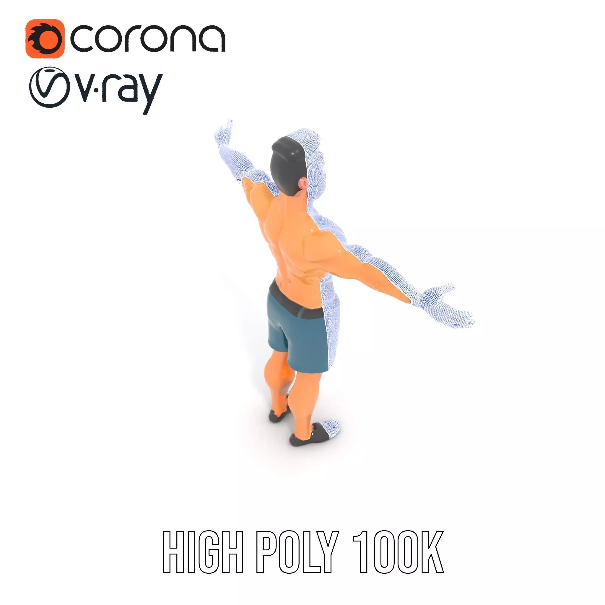 Stylized Athletic Male Figure Model Pack Low-poly 3D model_33