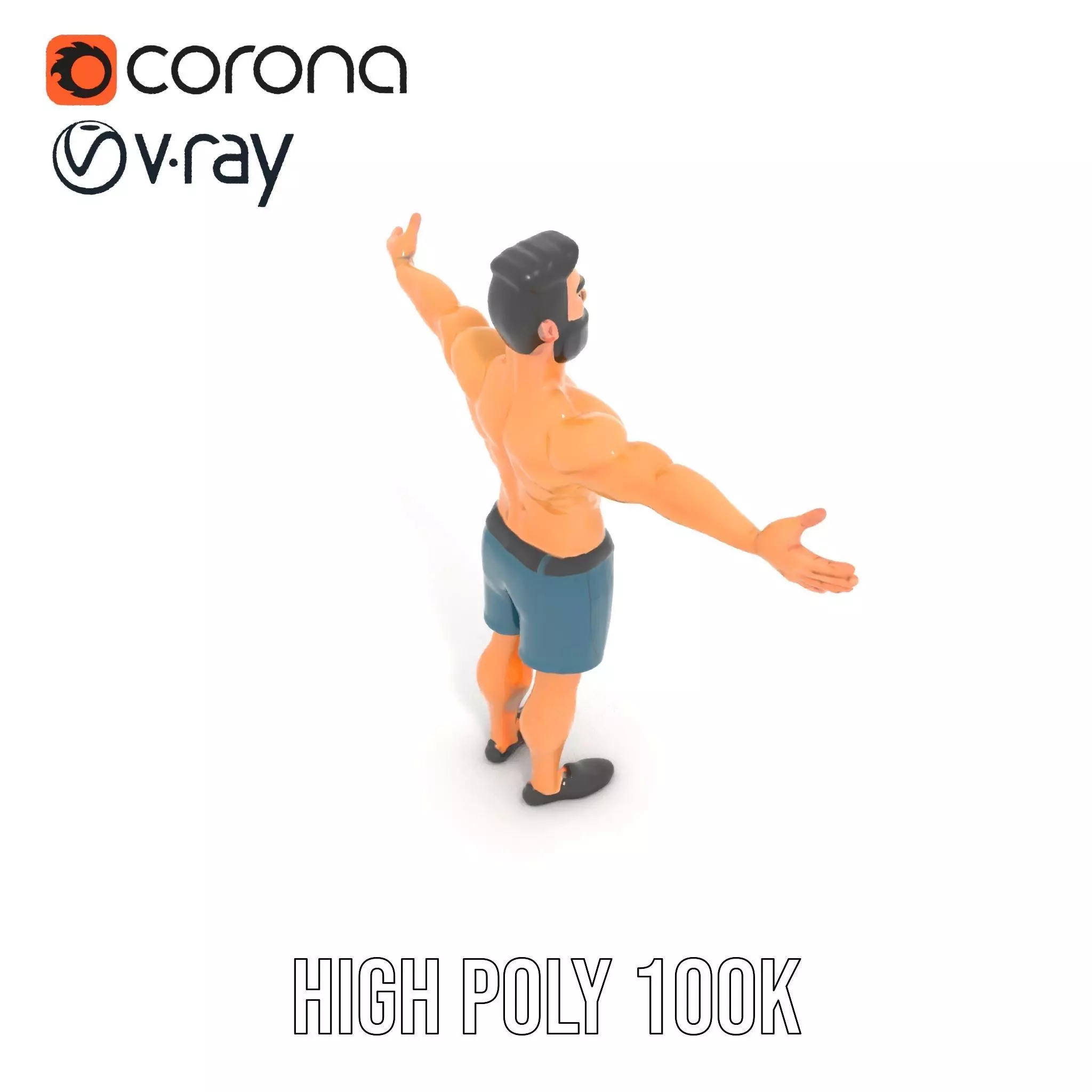 Stylized Athletic Male Figure Model Pack Low-poly 3D model_13