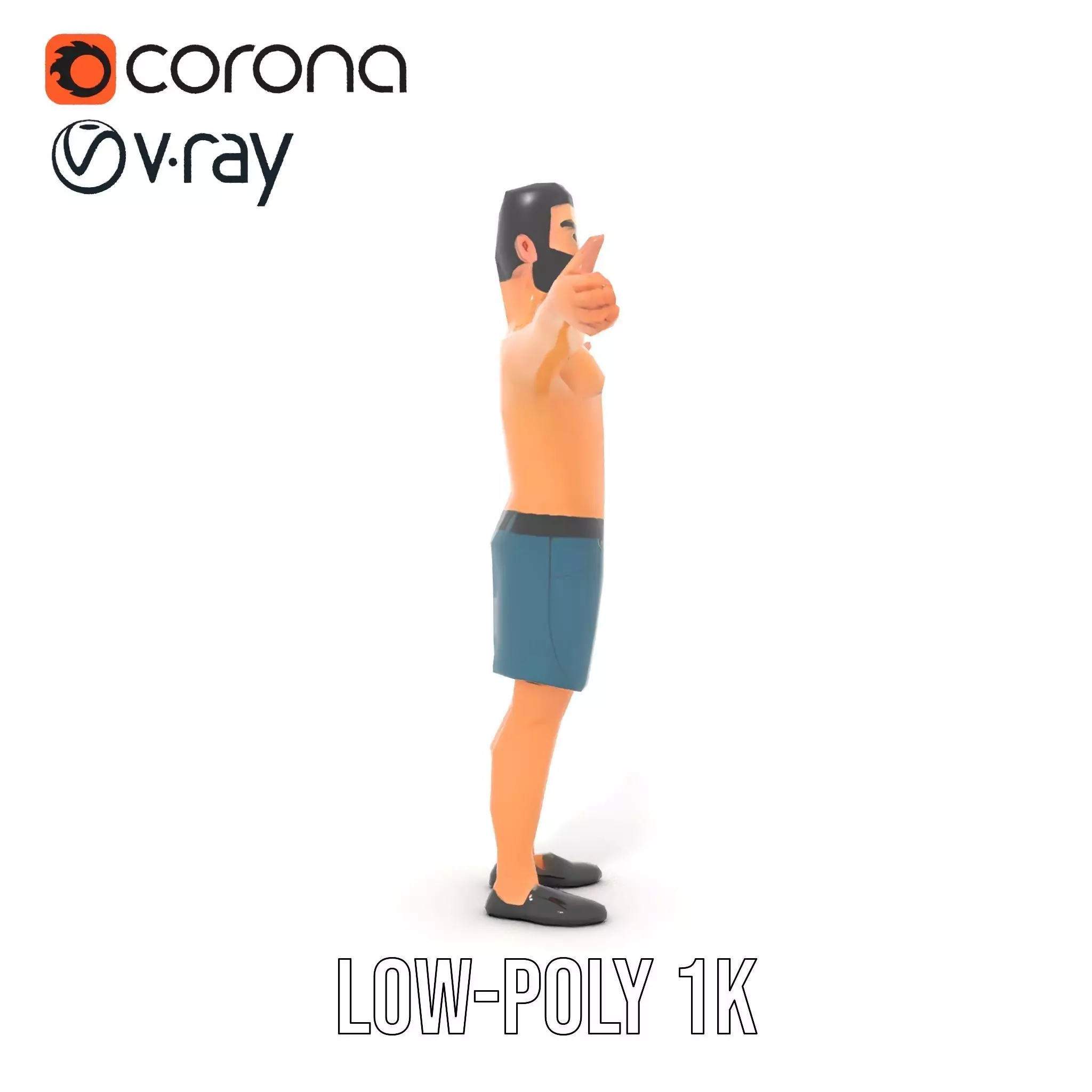 Stylized Athletic Male Figure Model Pack Low-poly 3D model_12