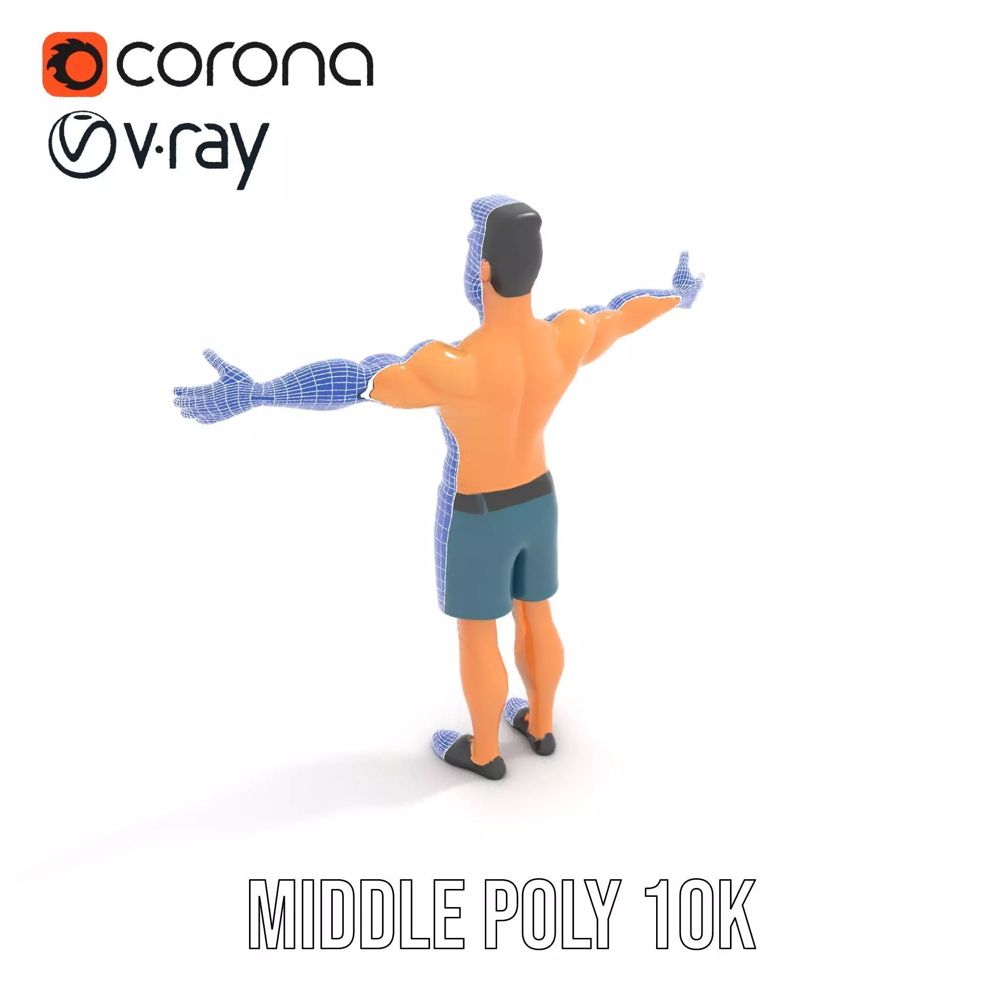 Stylized Athletic Male Figure Model Pack Low-poly 3D model_6