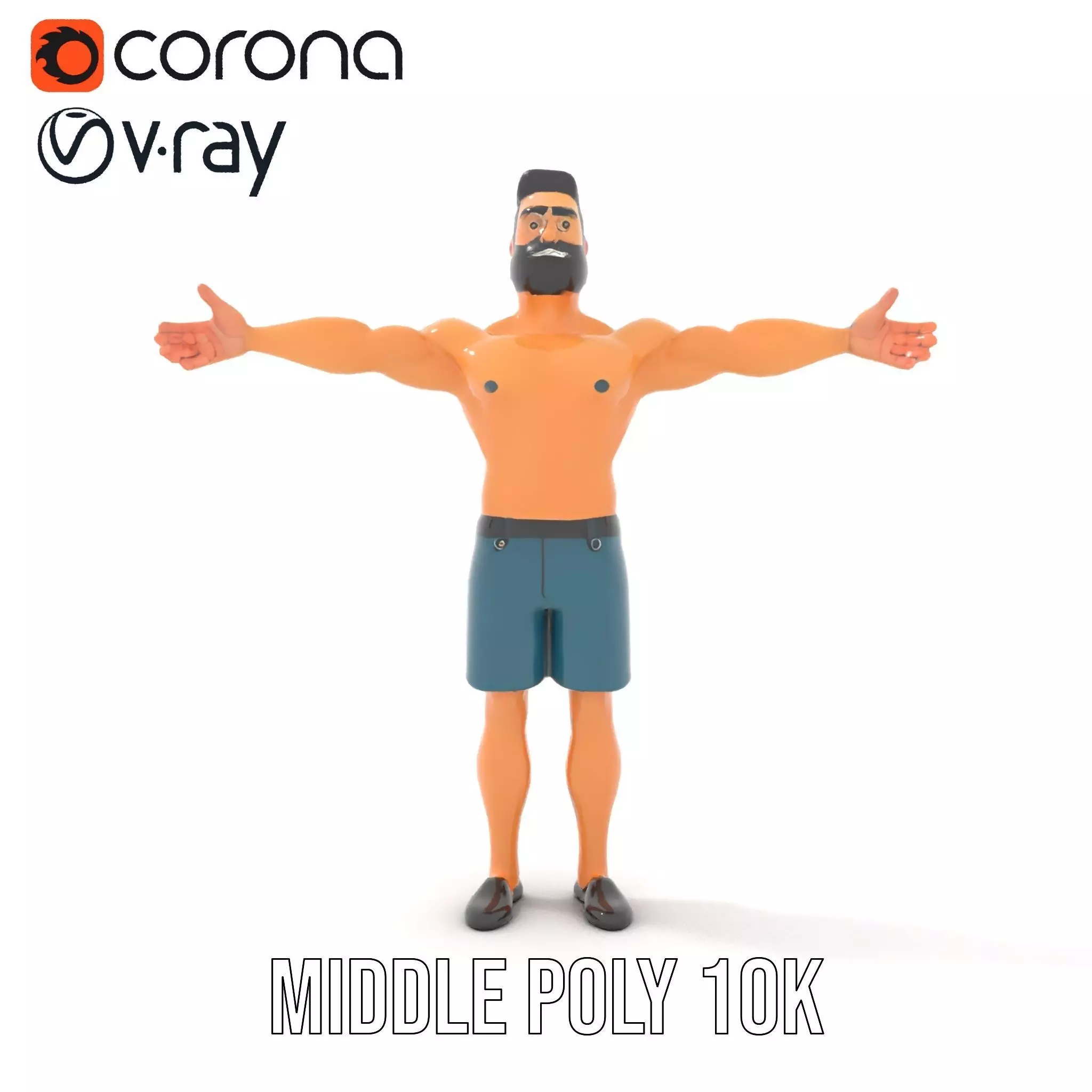 Stylized Athletic Male Figure Model Pack Low-poly 3D model_11