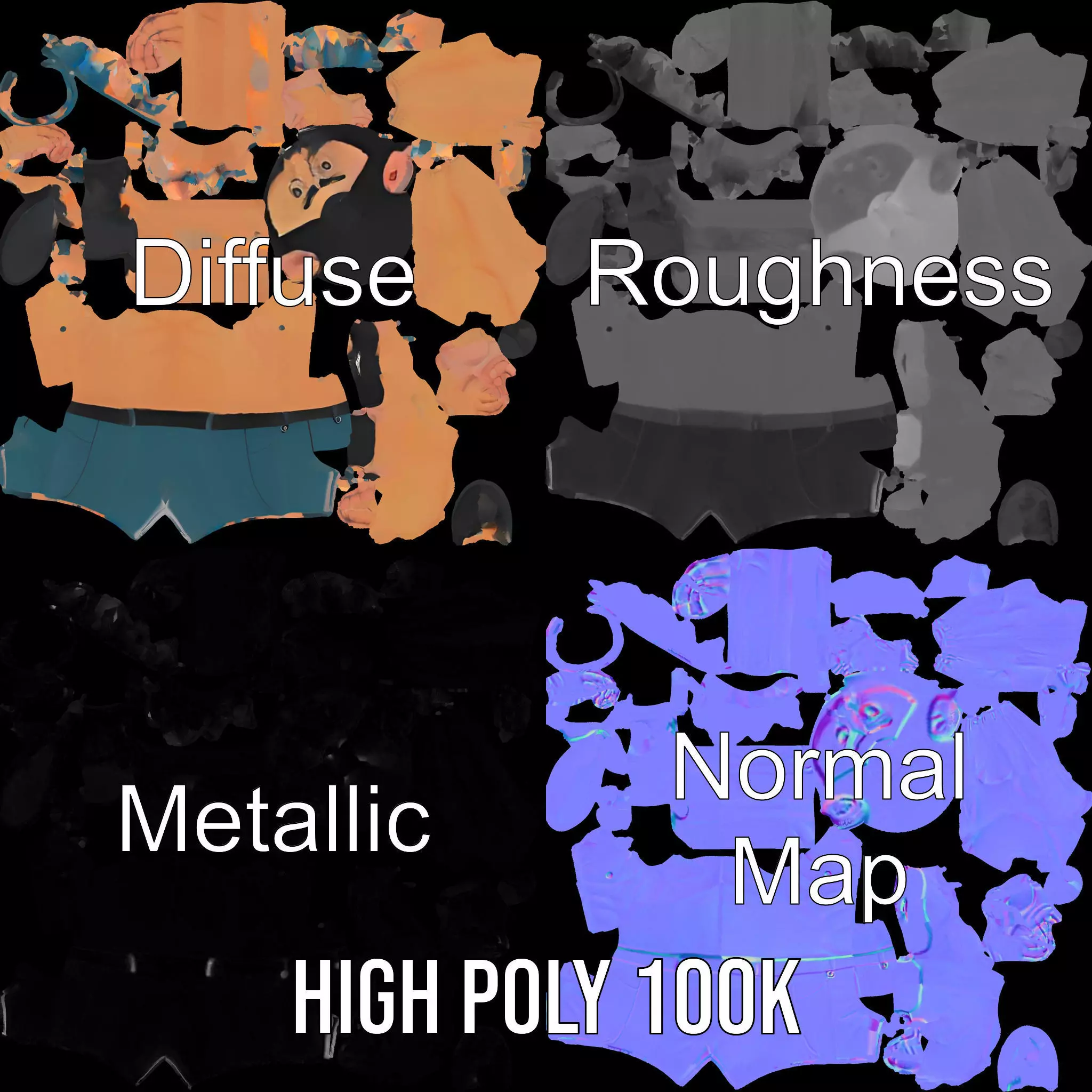 Stylized Athletic Male Figure Model Pack Low-poly 3D model_4