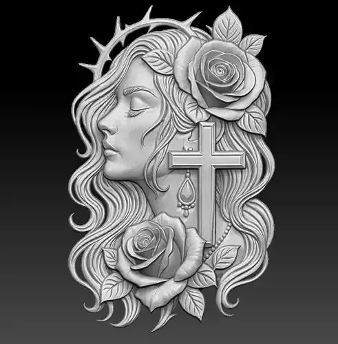 Girl with Cross Relief
