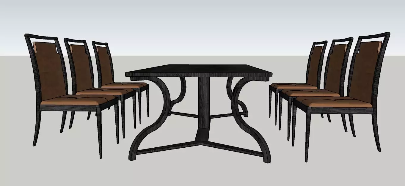Dining Set 3D model_3