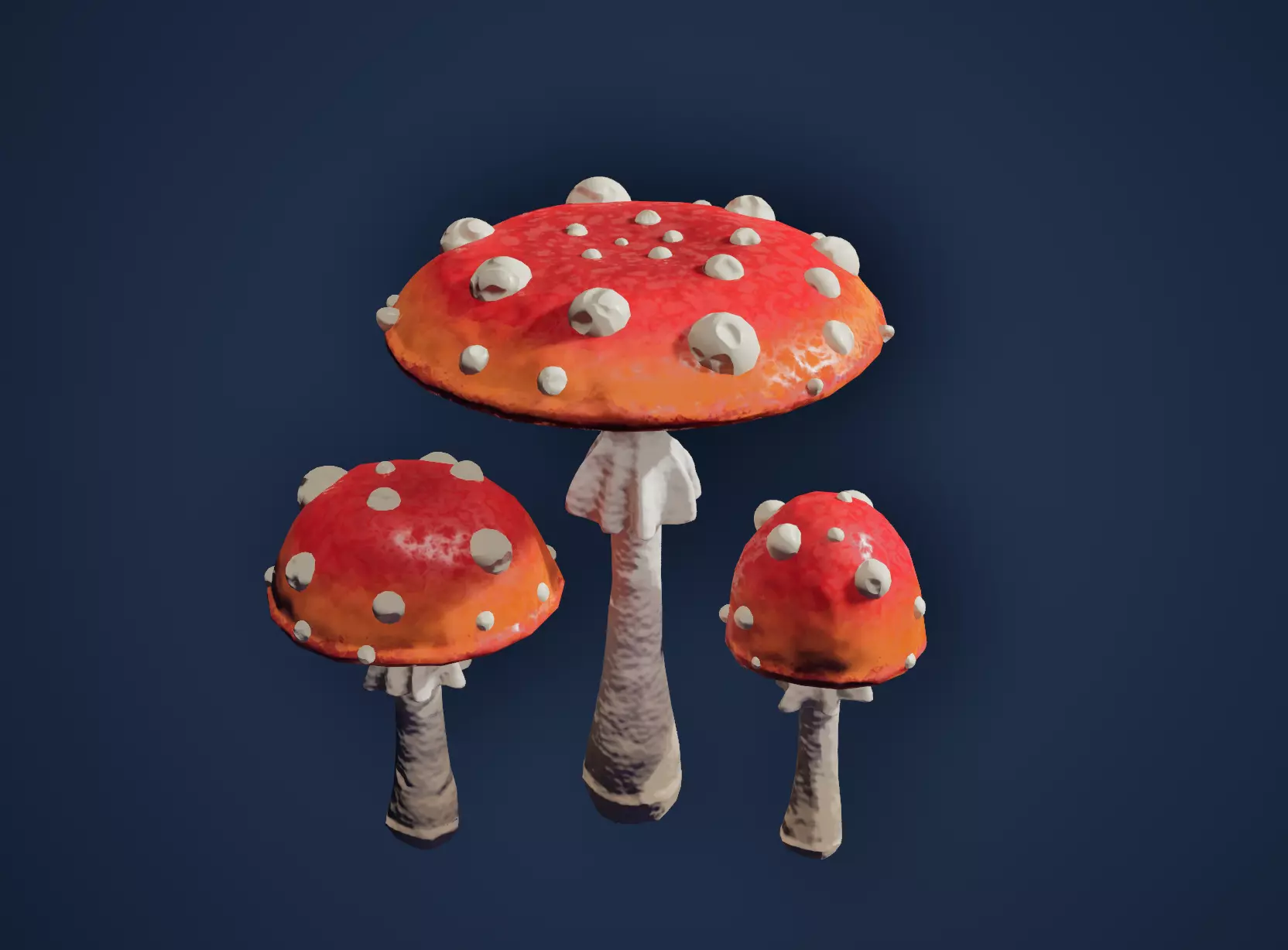 Game-Ready Stylized Fantasy Mushrooms Low-poly 3D model_5