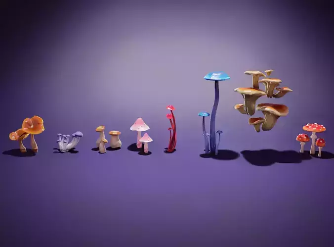 Game-Ready Stylized Fantasy Mushrooms