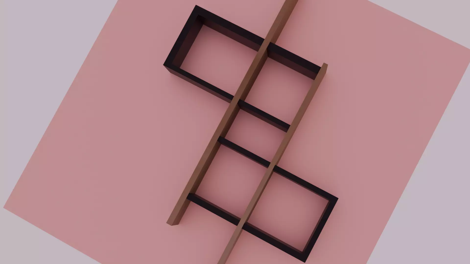 modern wooden cornor wall shelf Low-poly 3D model_4